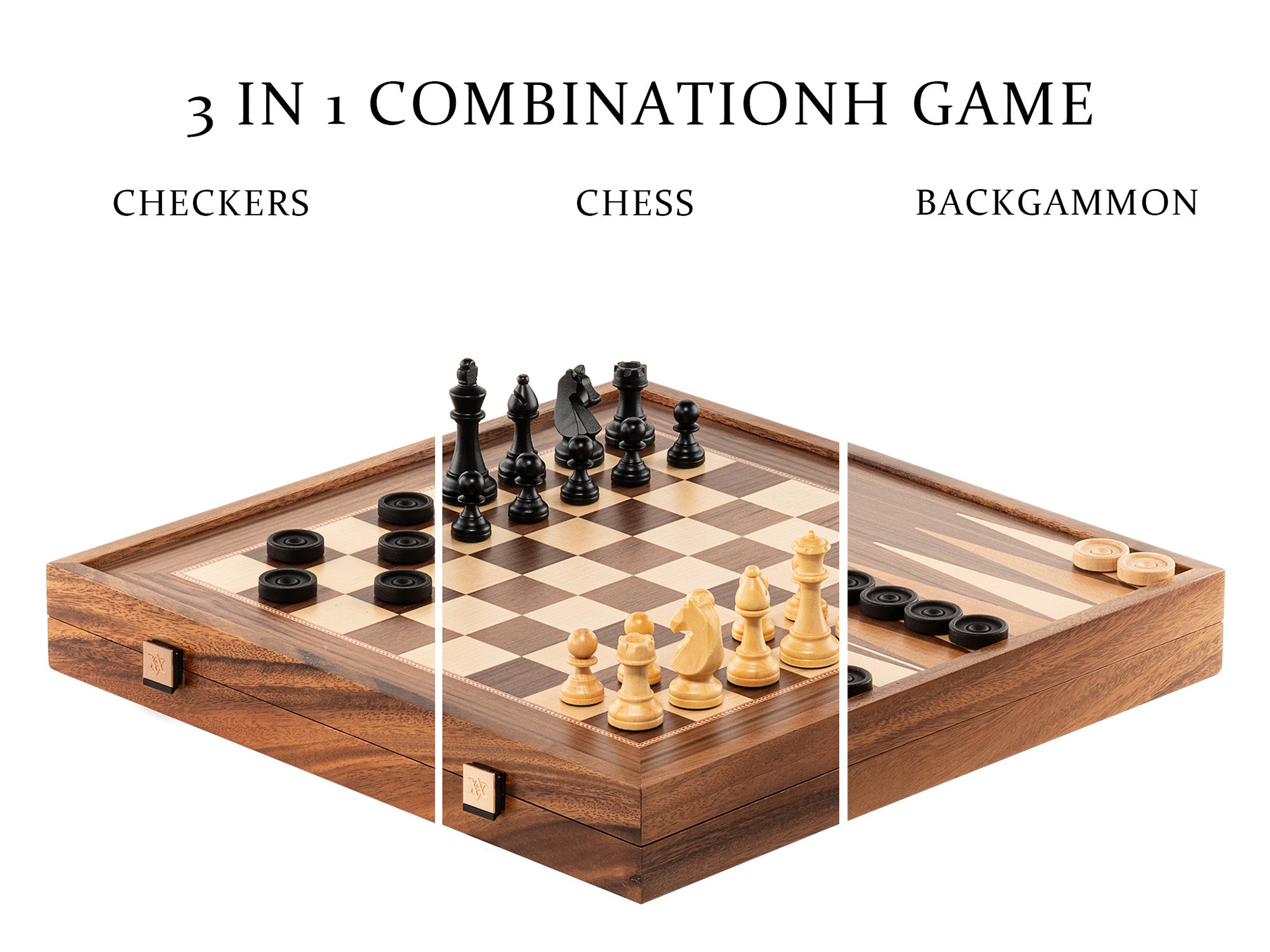 A&A 16'' Premium Wooden 3-in-1 Combination Game Set