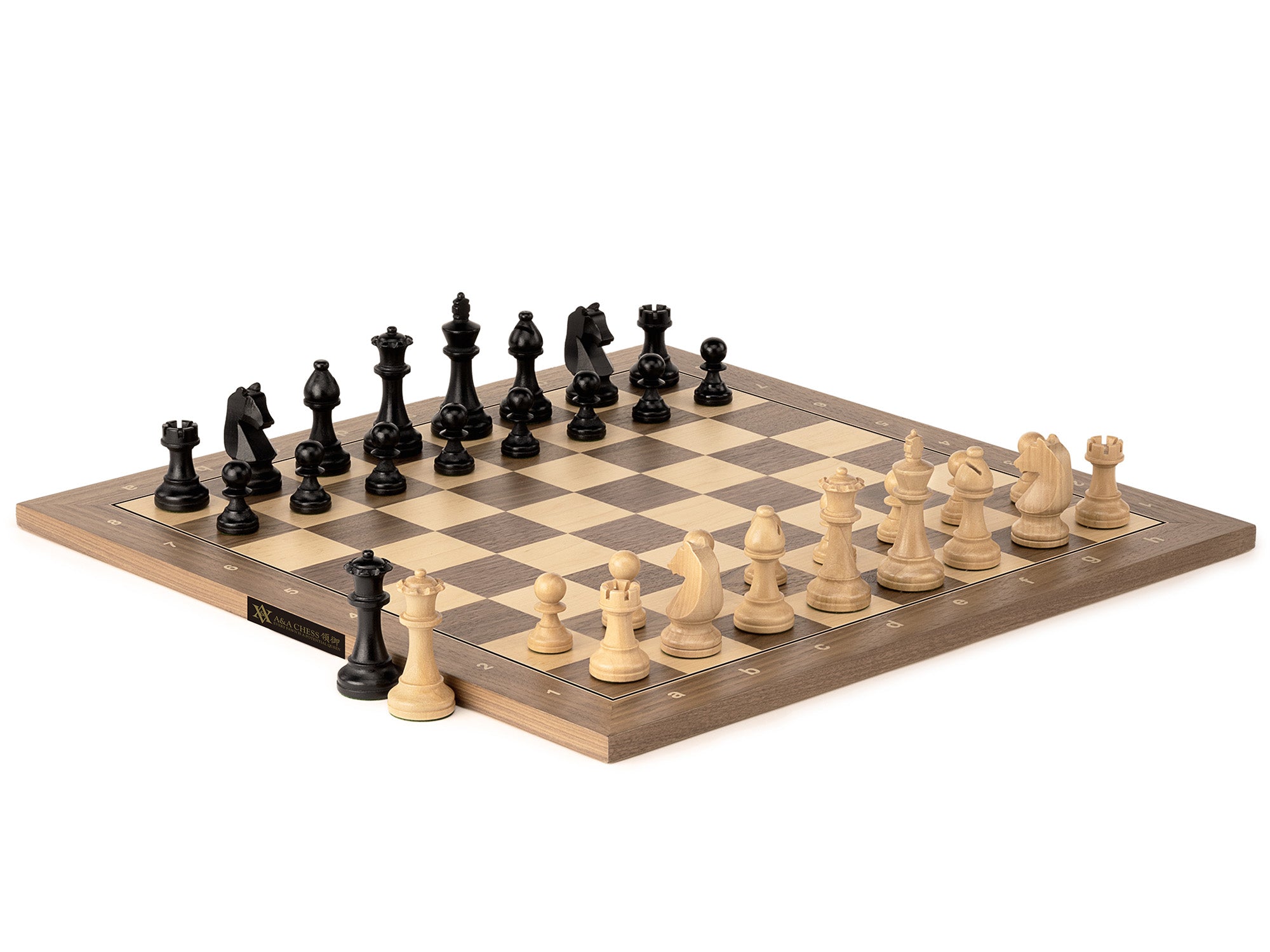 A&A Premium Wooden Staunton Chess Pieces - King Height 3.75"/3‘’