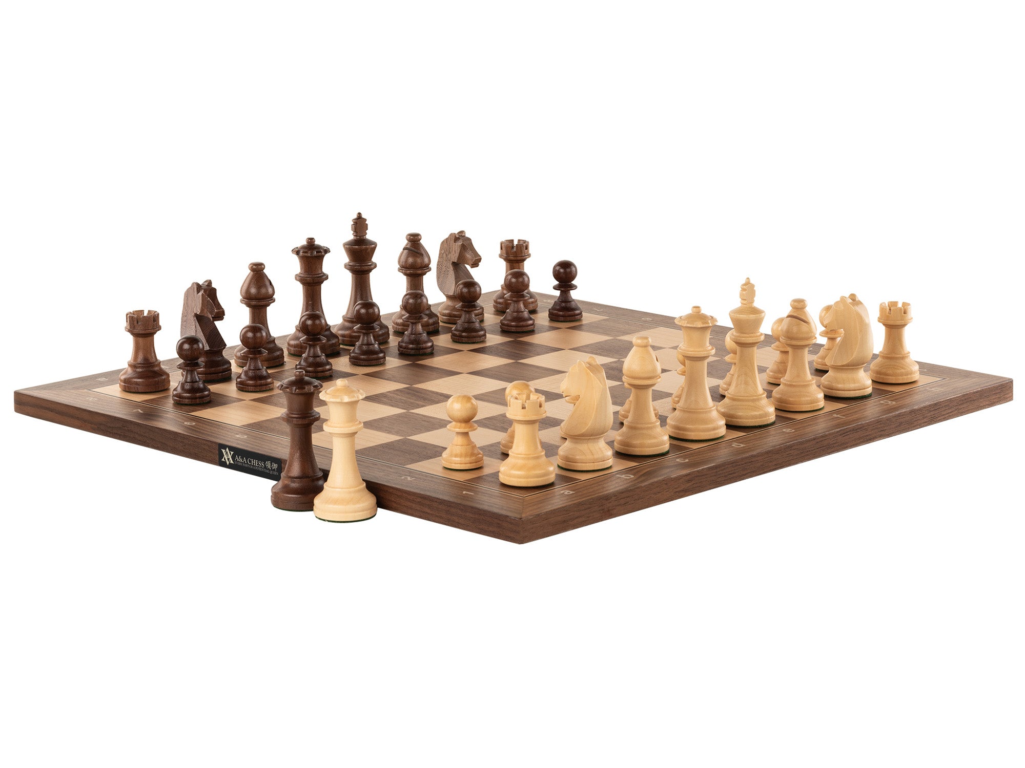 Piezas de Ajedrez Staunton de Madera de Nogal A&A - Altura del Rey 3.75"/9.5cm