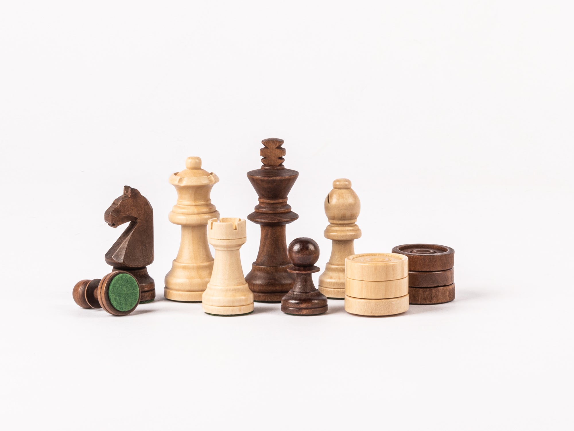 A&A Solid Wood Staunton Chess and Checkers Pieces - King Height 3"/7.6cm