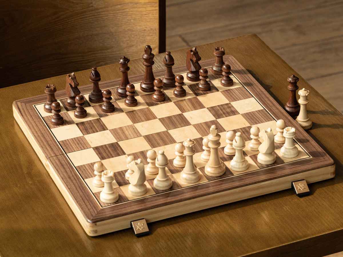A&A CHESS CHESS A&A 15'' Natural Wood Folding Magnetic Chess Set