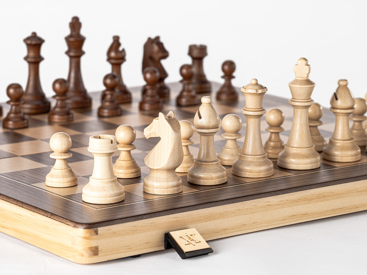 A&A CHESS CHESS A&A 15'' Natural Wood Folding Magnetic Chess Set
