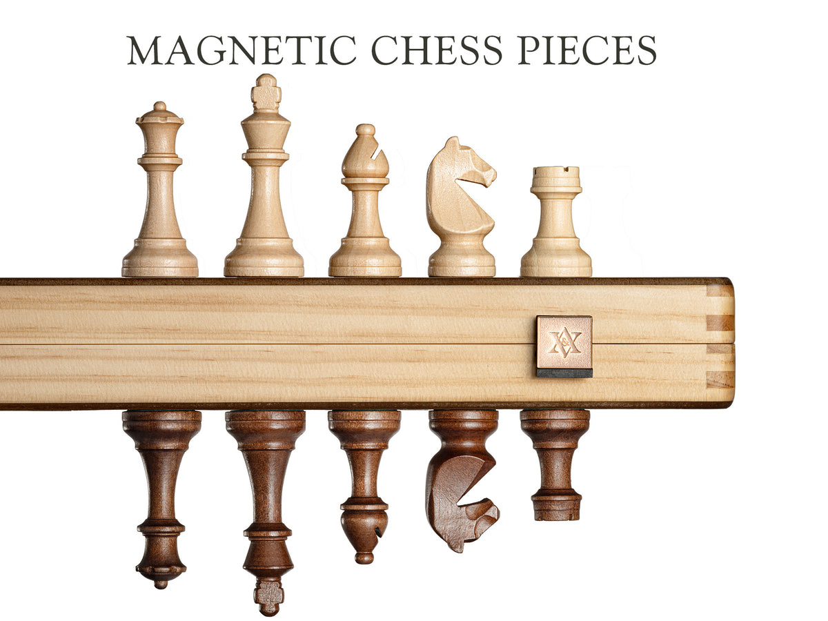 A&A CHESS CHESS A&A 15'' Natural Wood Folding Magnetic Chess Set