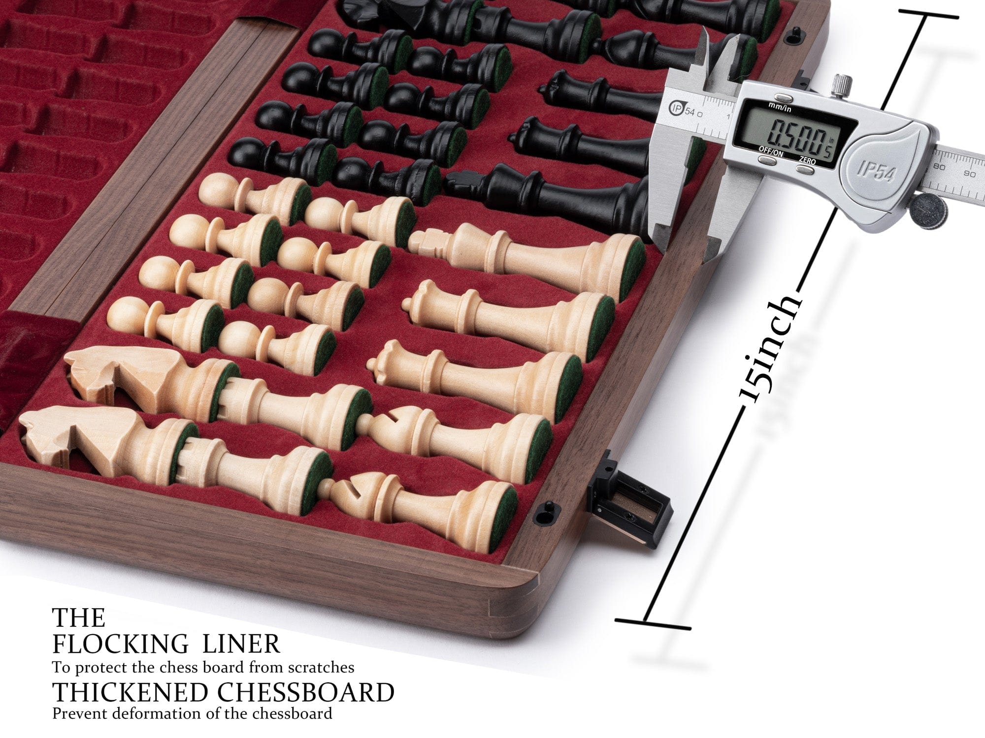 A&A CHESS CHESS A&A 15'' Premium Walnut Wood Folding Chess Set