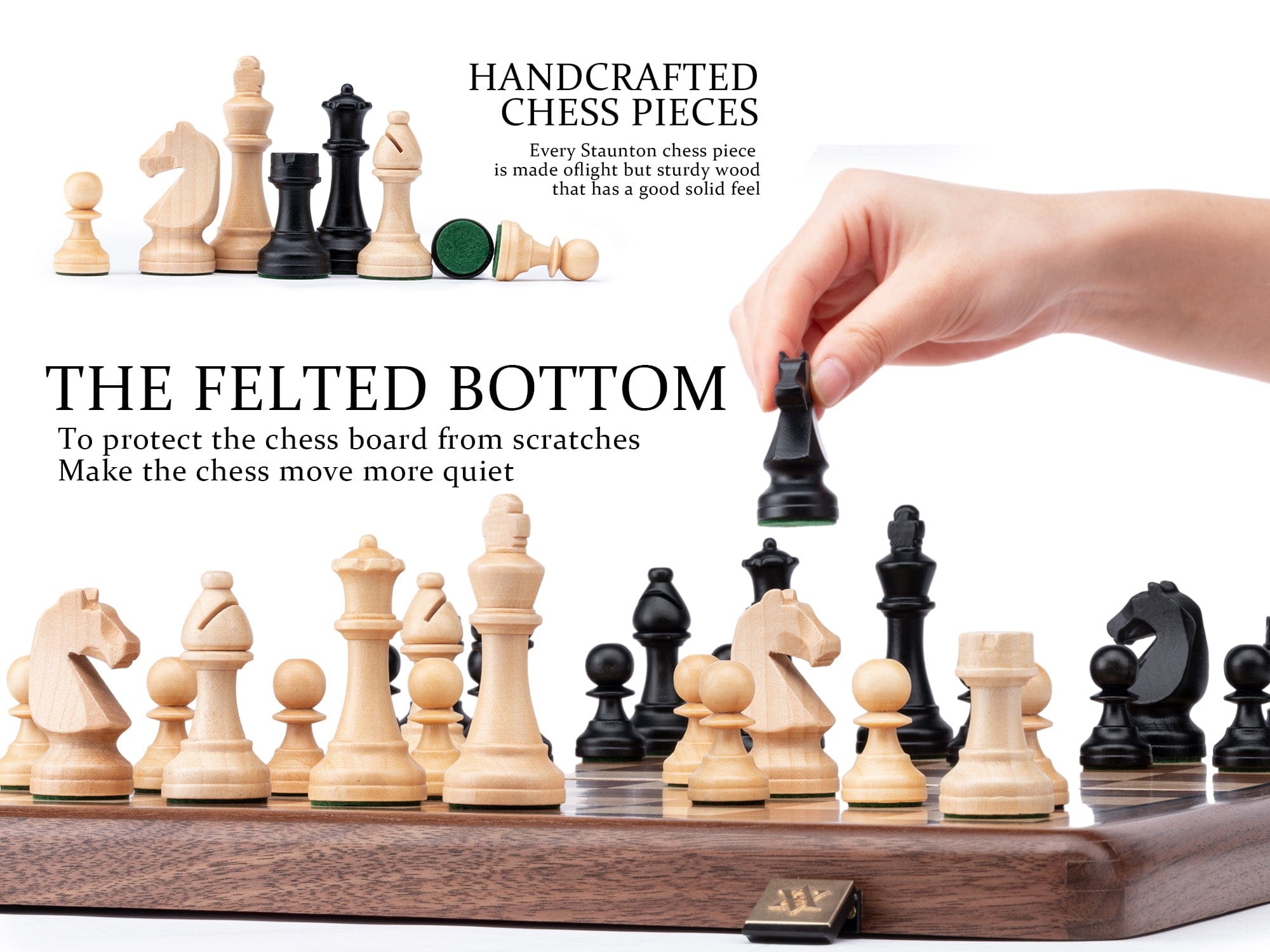 A&A CHESS CHESS A&A 15'' Premium Walnut Wood Folding Chess Set