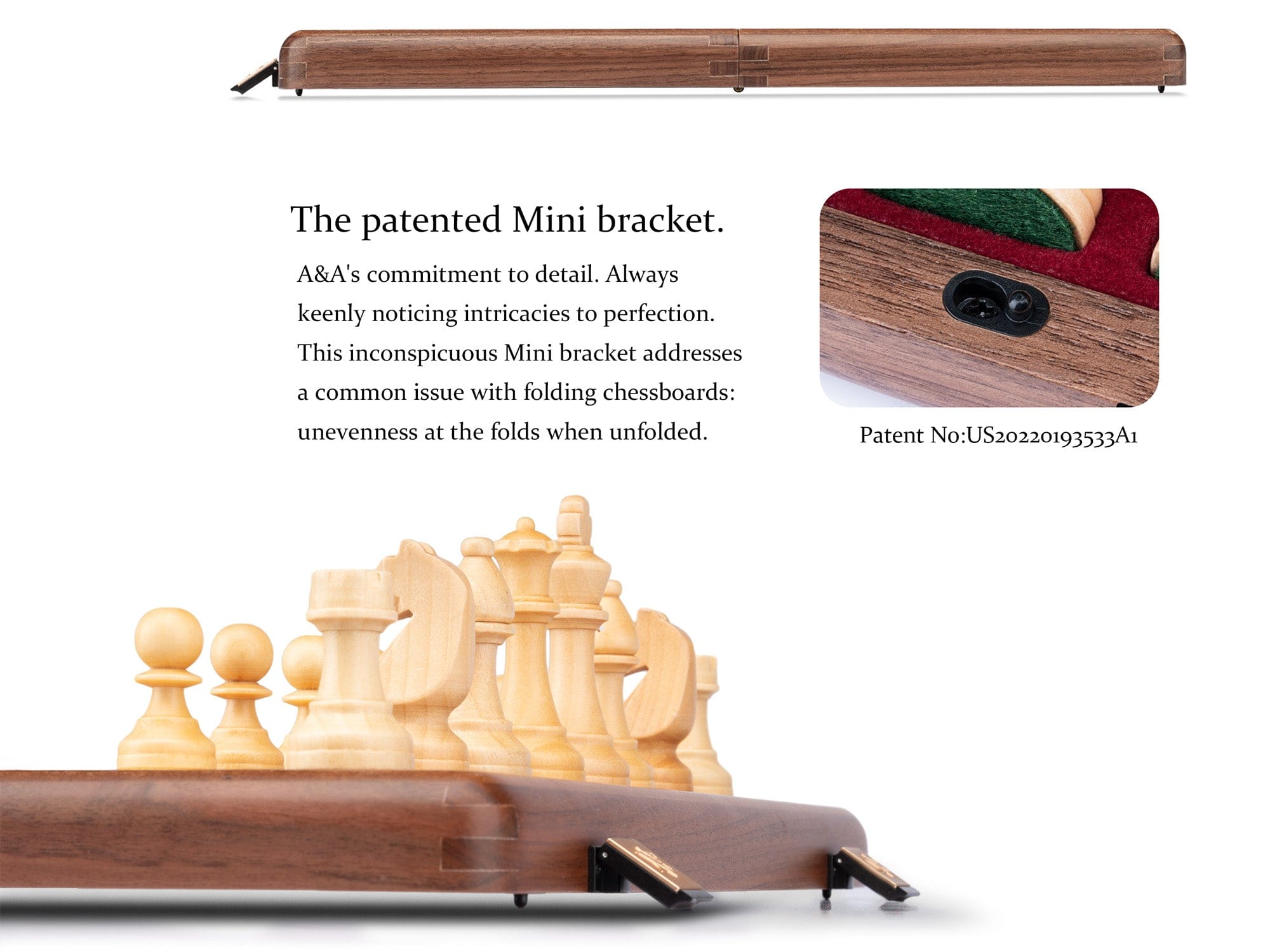 A&A CHESS CHESS A&A 15'' Premium Walnut Wood Folding Chess Set