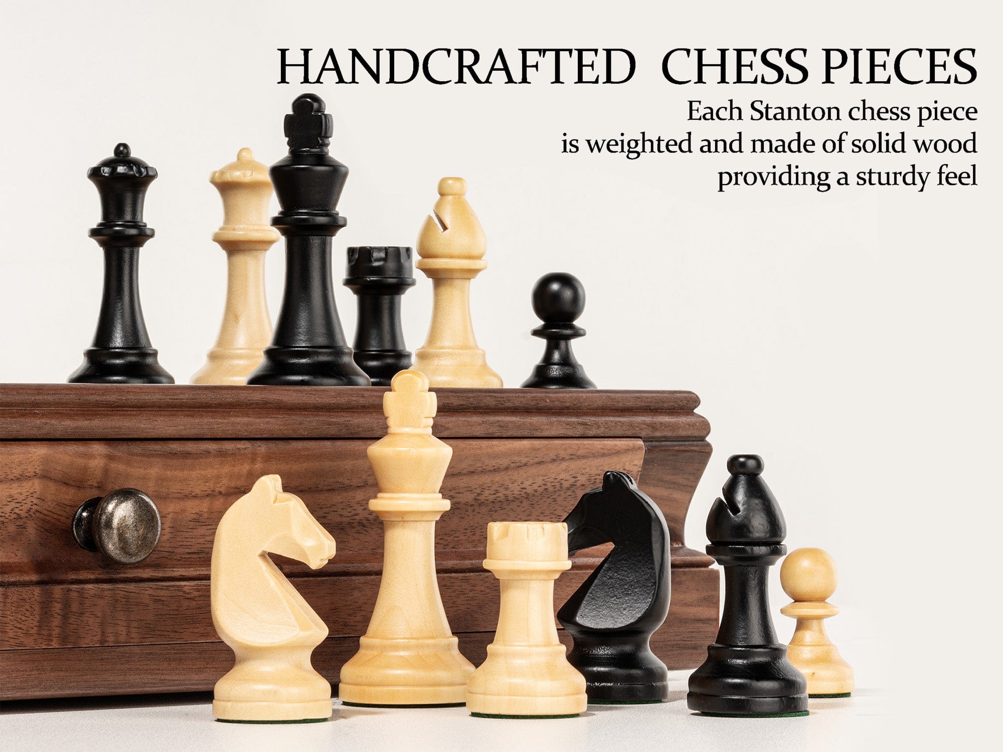 A&A CHESS CHESS BOX A&A 15'' Premium Walnut Wood Chess and Checkers Set w/Drawer