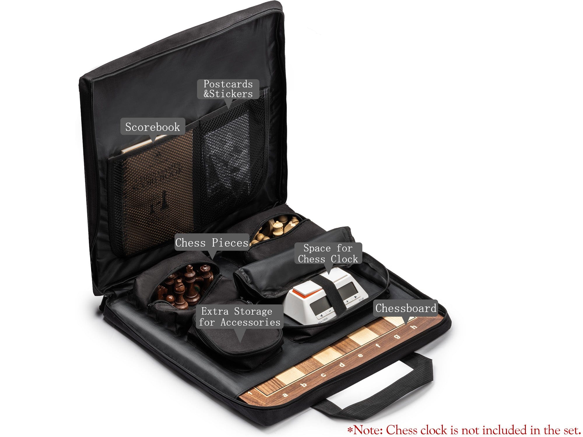 A&A CHESS CHESS SET A&A 15.5'' Wooden Traveling Chess with Carrying Bag