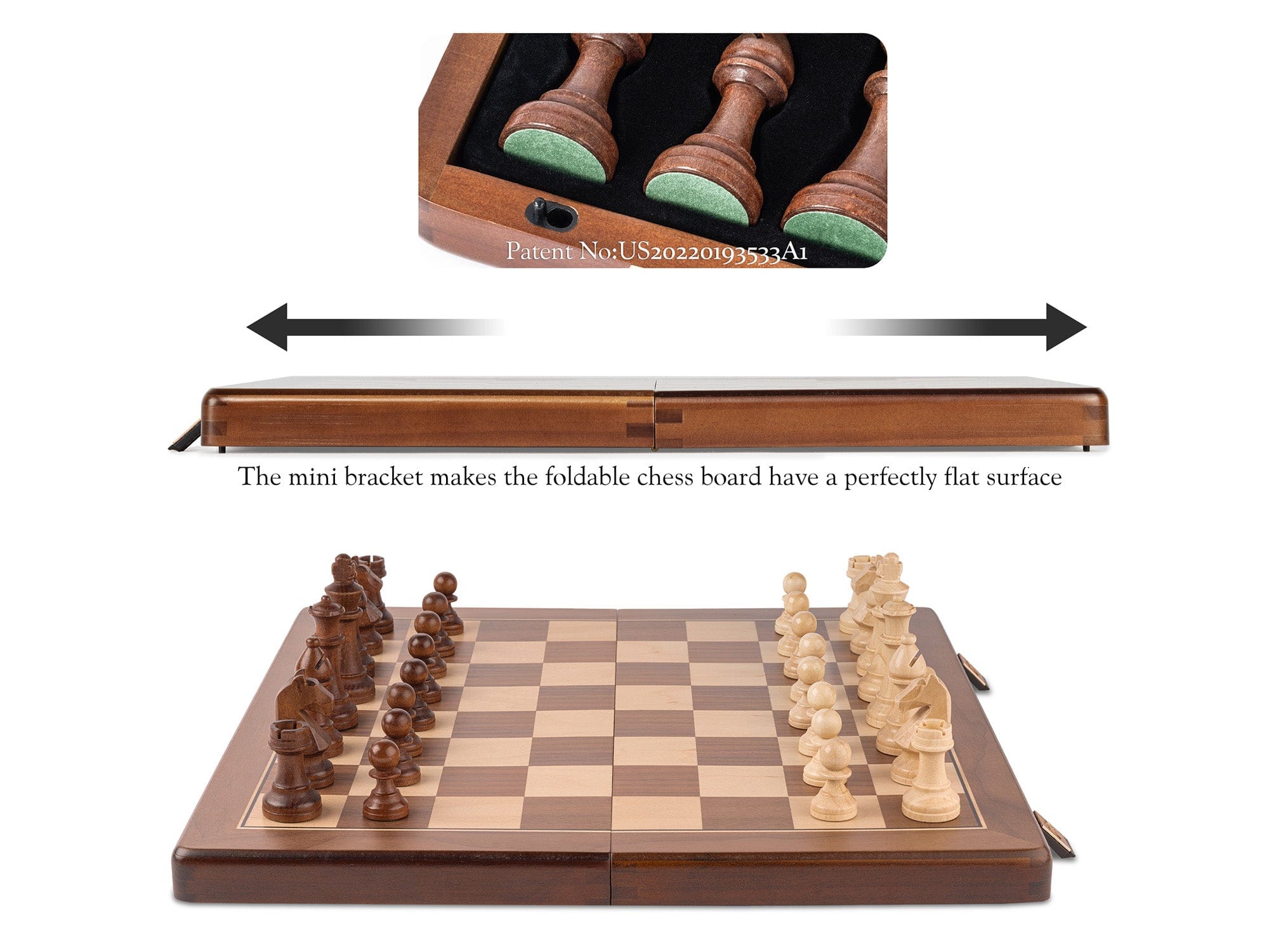 A&A CHESS CHESS SET A&A 15" Magnetic Wooden Walnut Finish Folding Chess Sets