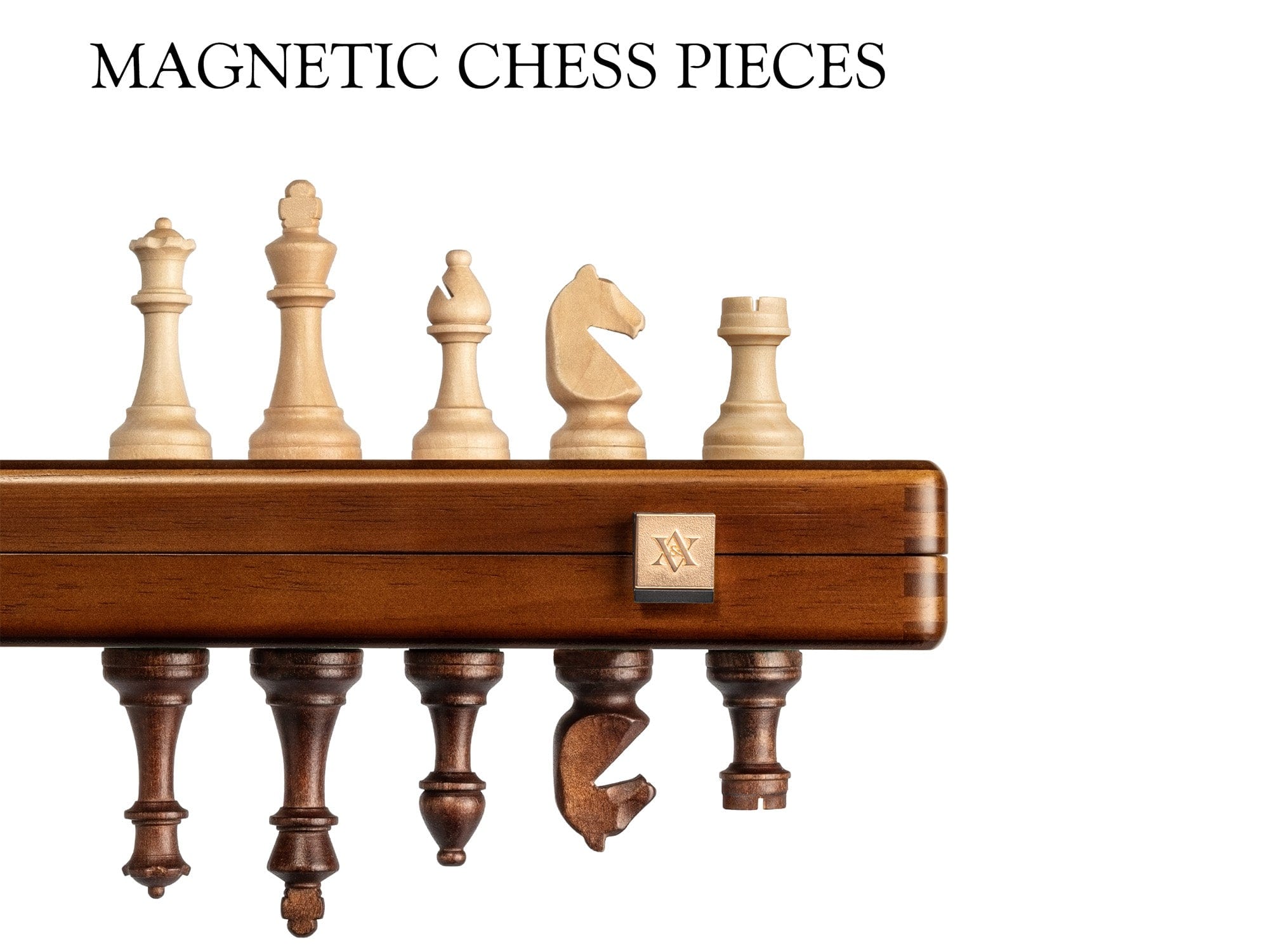 A&A CHESS CHESS SET A&A 15" Magnetic Wooden Walnut Finish Folding Chess Sets