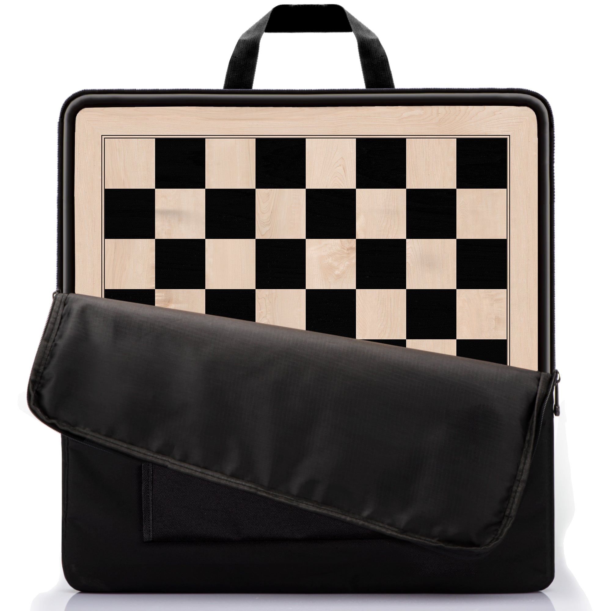 A&A 17.25" Professional Wooden Tournament Chess Board/Ebony Wood & Maple Inlay / 1.75" Squares w/o Notation