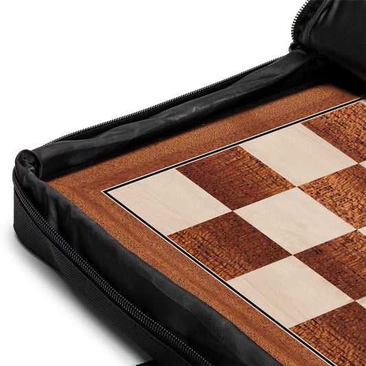 A&A 17.25" Professional Wooden Tournament Chess Board/Mahogany & Maple Inlaid / 1.75" Squares w/o Notation