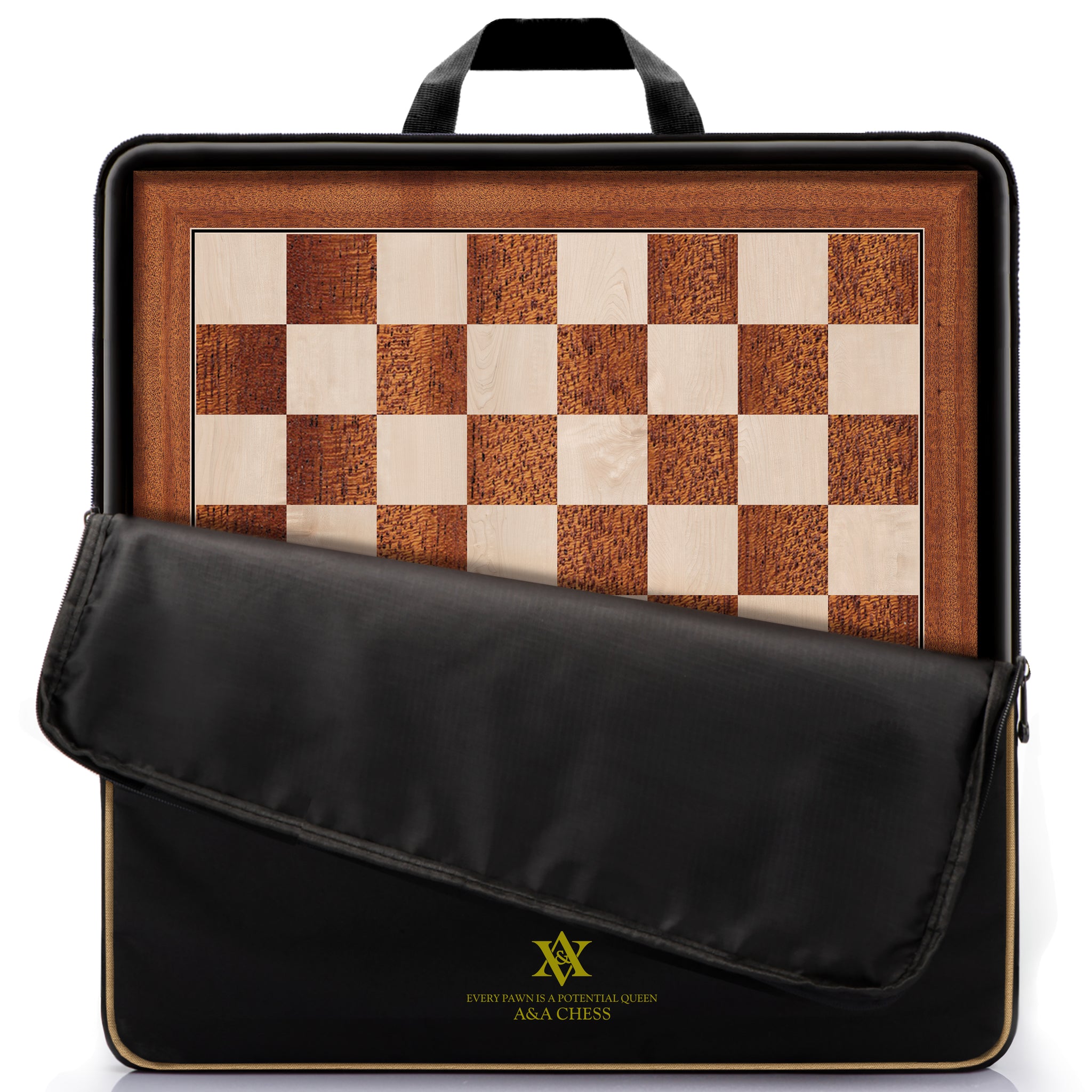 A&A 21.25" Professional Wooden Tournament Chess Board/Mahogany & Maple Inlaid / 2.25" Squares w/o Notation