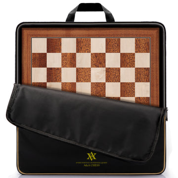 A&A 18.875" Professional Wooden Tournament Chess Board/Mahogany & Maple Inlaid / 2.0" Squares w/o Notation