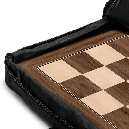 A&A 17.25" Professional Wooden Tournament Chess Board/Walnut & Maple Inlaid / 1.75" Squares w/o Notation