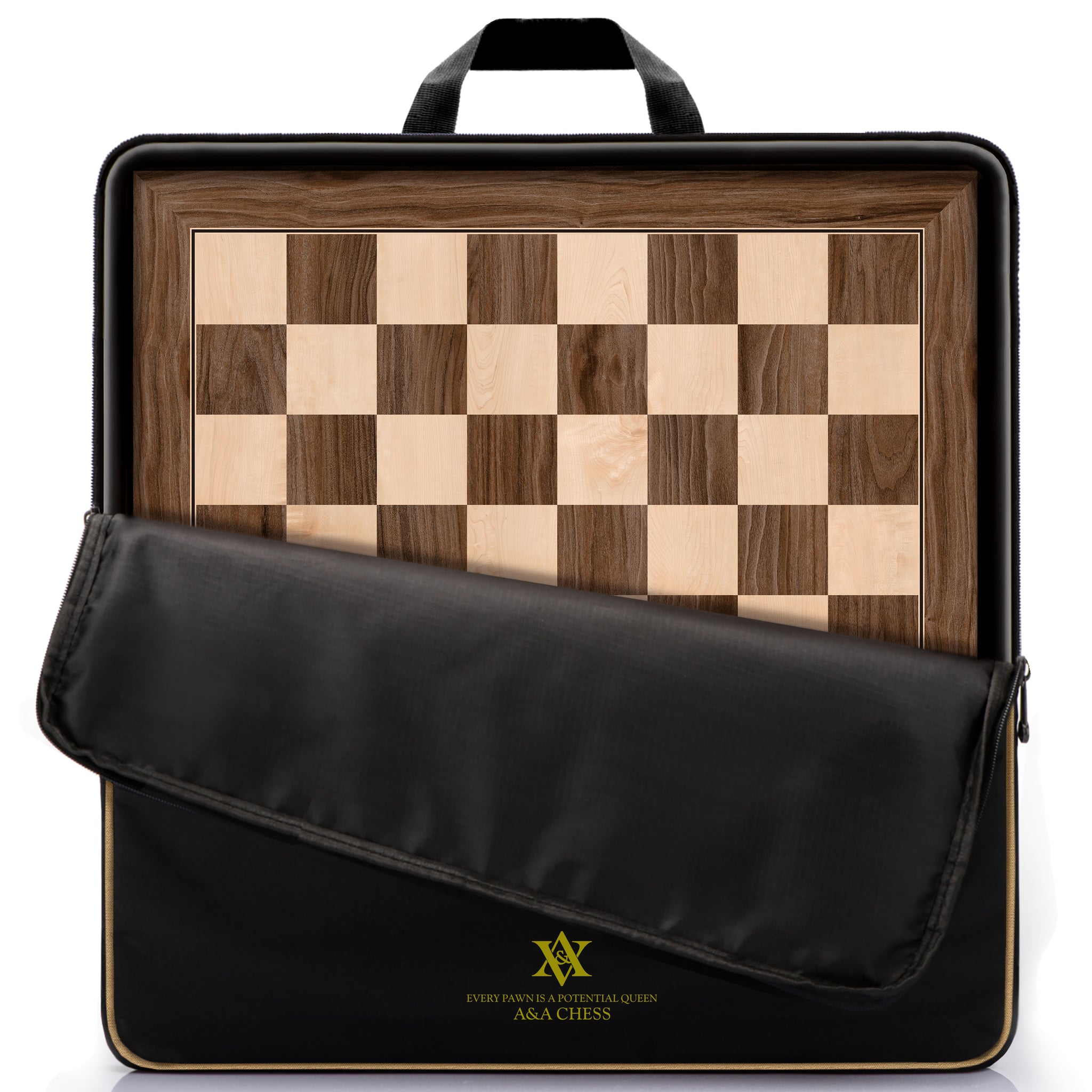 A&A 21.25" Professional Wooden Tournament Chess Board/Walnut & Maple Inlaid / 2.25" Squares w/o Notation