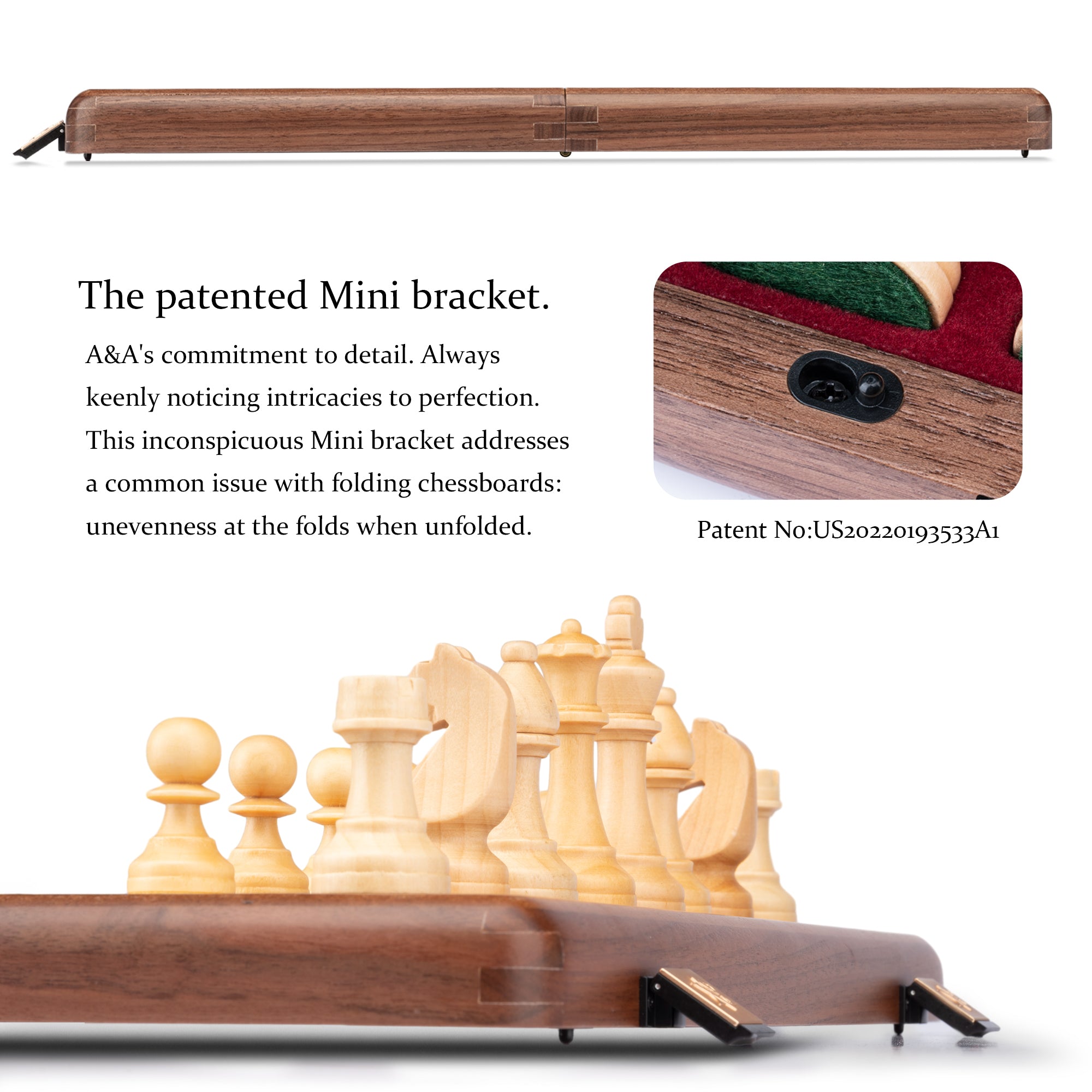 A&A Premium Natural Walnut Folding Chess Set, w/ 15" Board & 3" King Height Staunton Chess Pieces, Includes 2 Extra Queens and a Storage Bag