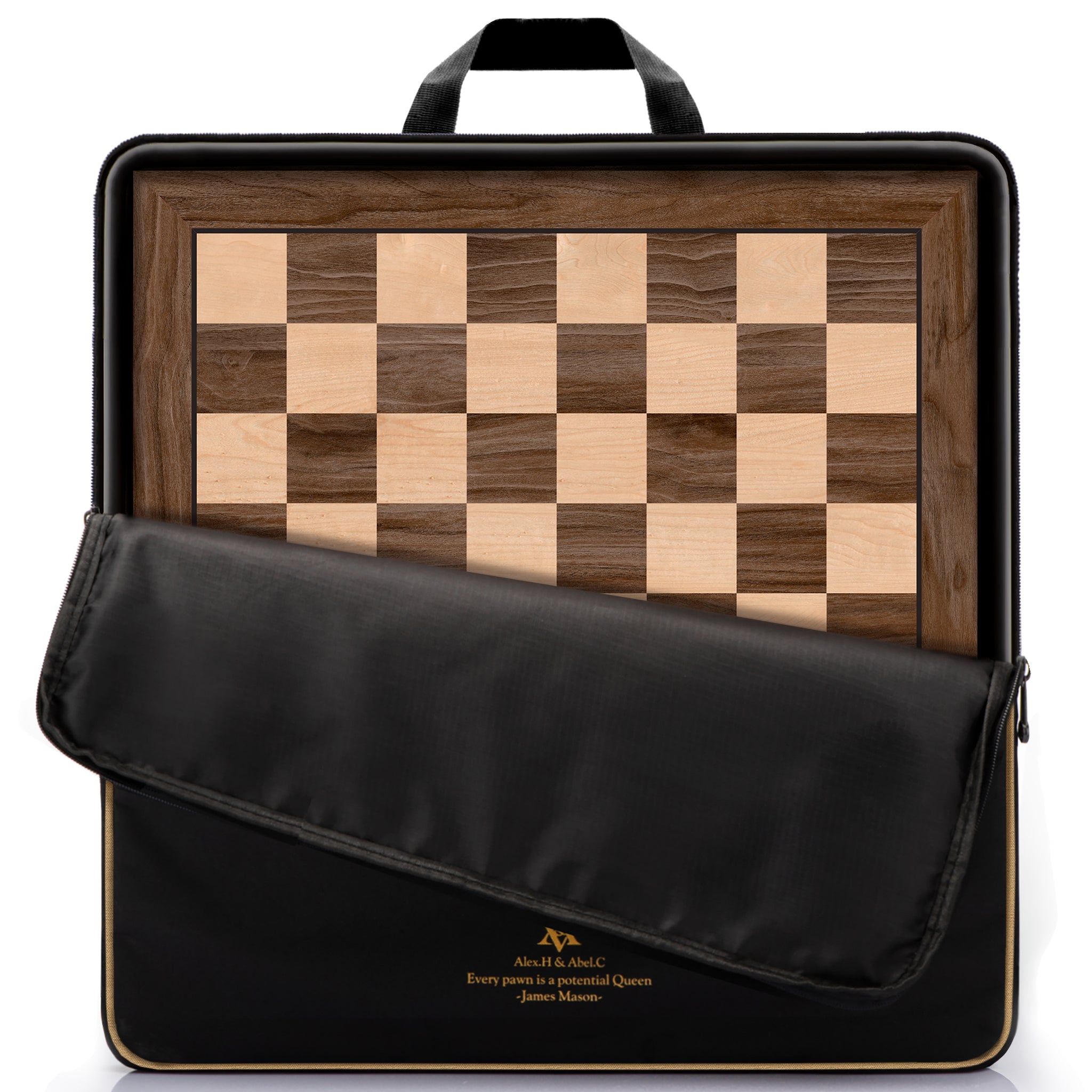 21.25" Professional Wooden Tournament Chess Board/Walnut & Maple Inlaid / 2.0" Squares w/o Notation