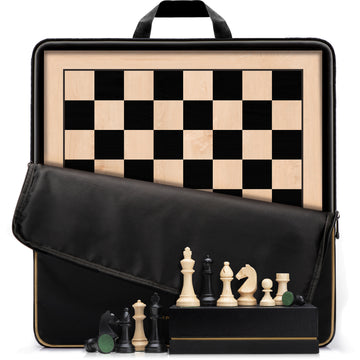 A&A 21.25" Professional Wooden Tournament Chess Board/Maple & Ebonized Wood Inlay / 2.25" Squares w/o Notation