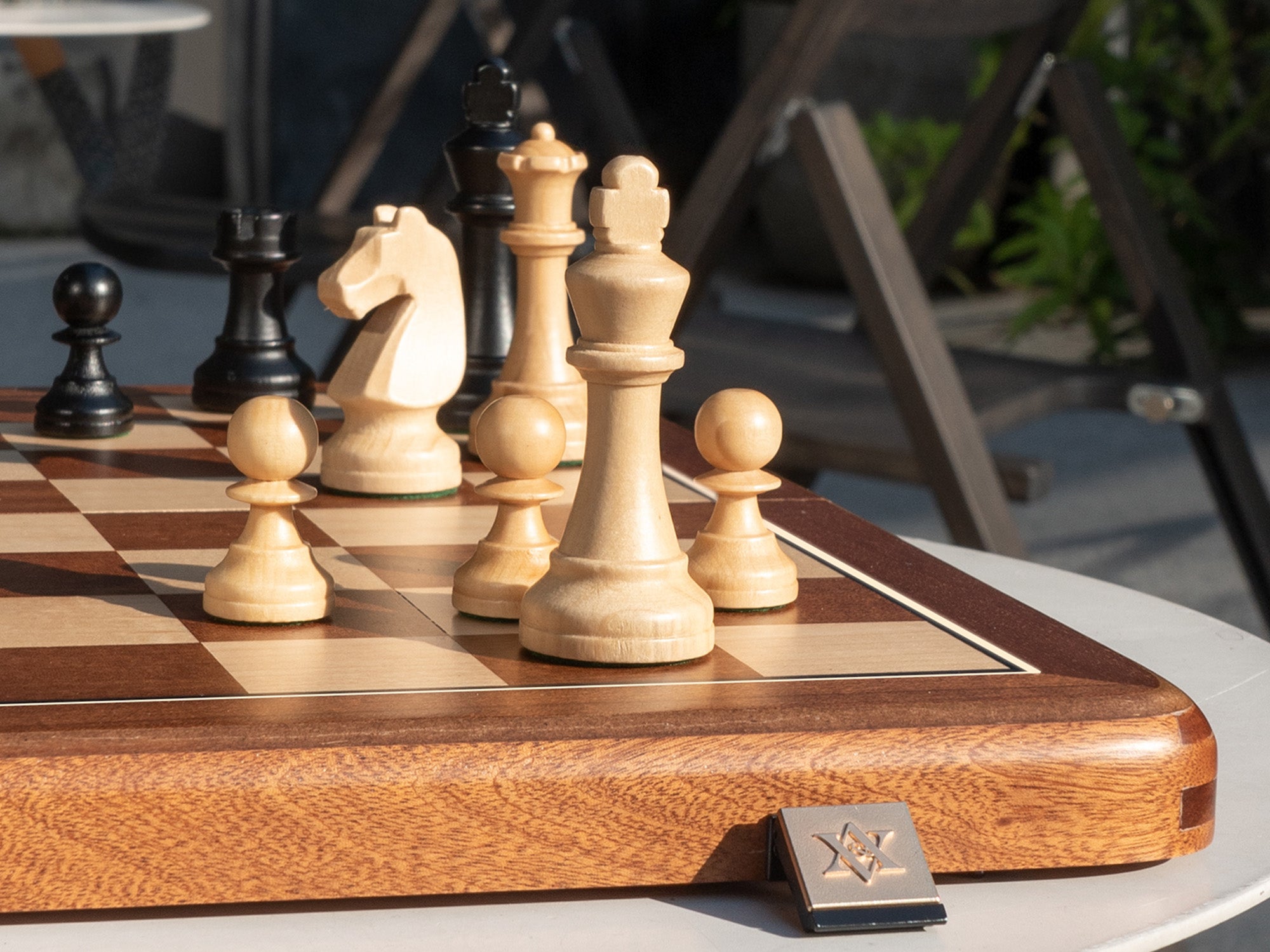 A&A 15'' Premium Mahogany Wood Folding Chess Set
