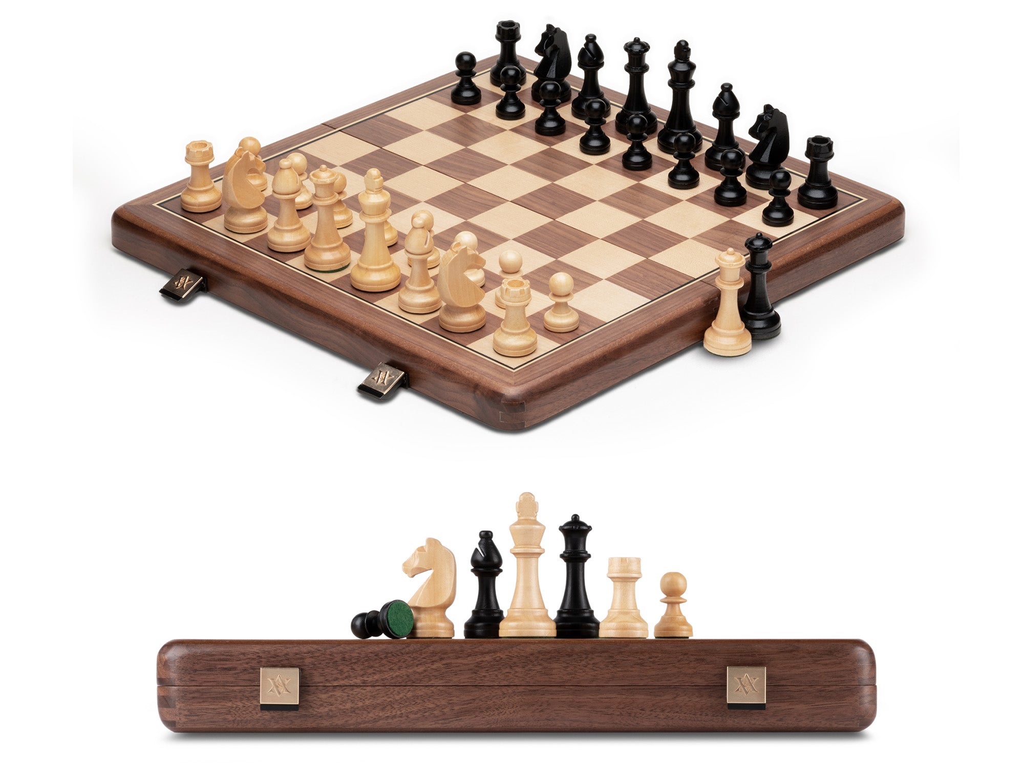 Set di scacchi pieghevole in legno di noce premium A&A 15''