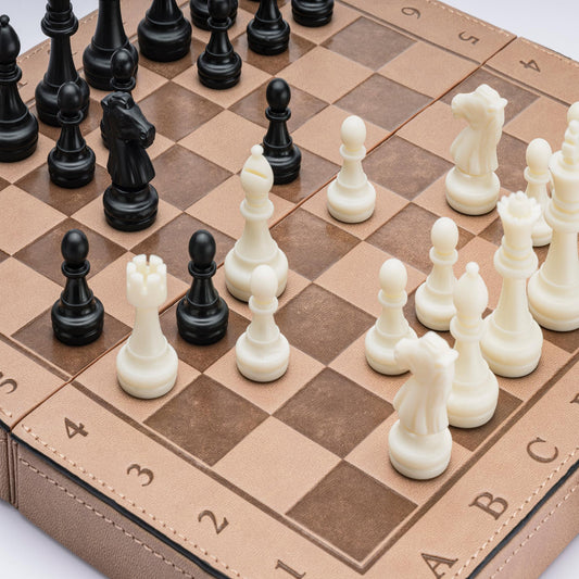 A&A 10.2 Inch Magnetic Leather Chess Sets / 2" King Staunton Chess Pieces / Traveling Folding Box