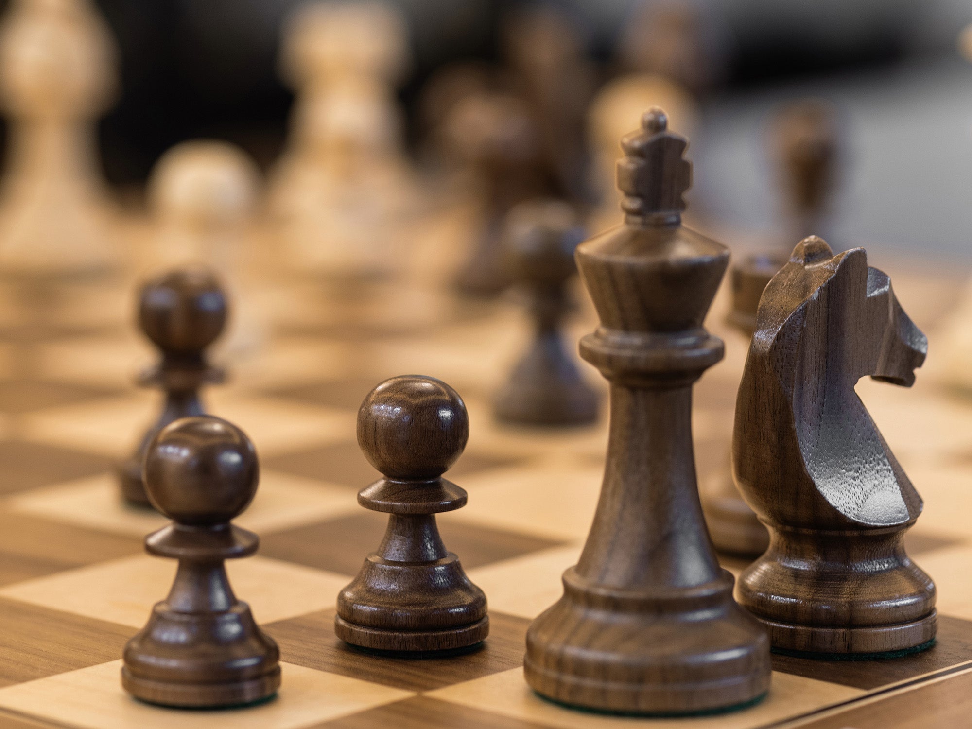 A&A Walnut Wood Staunton Chess Pieces - King Height 3.75"/9.5cm