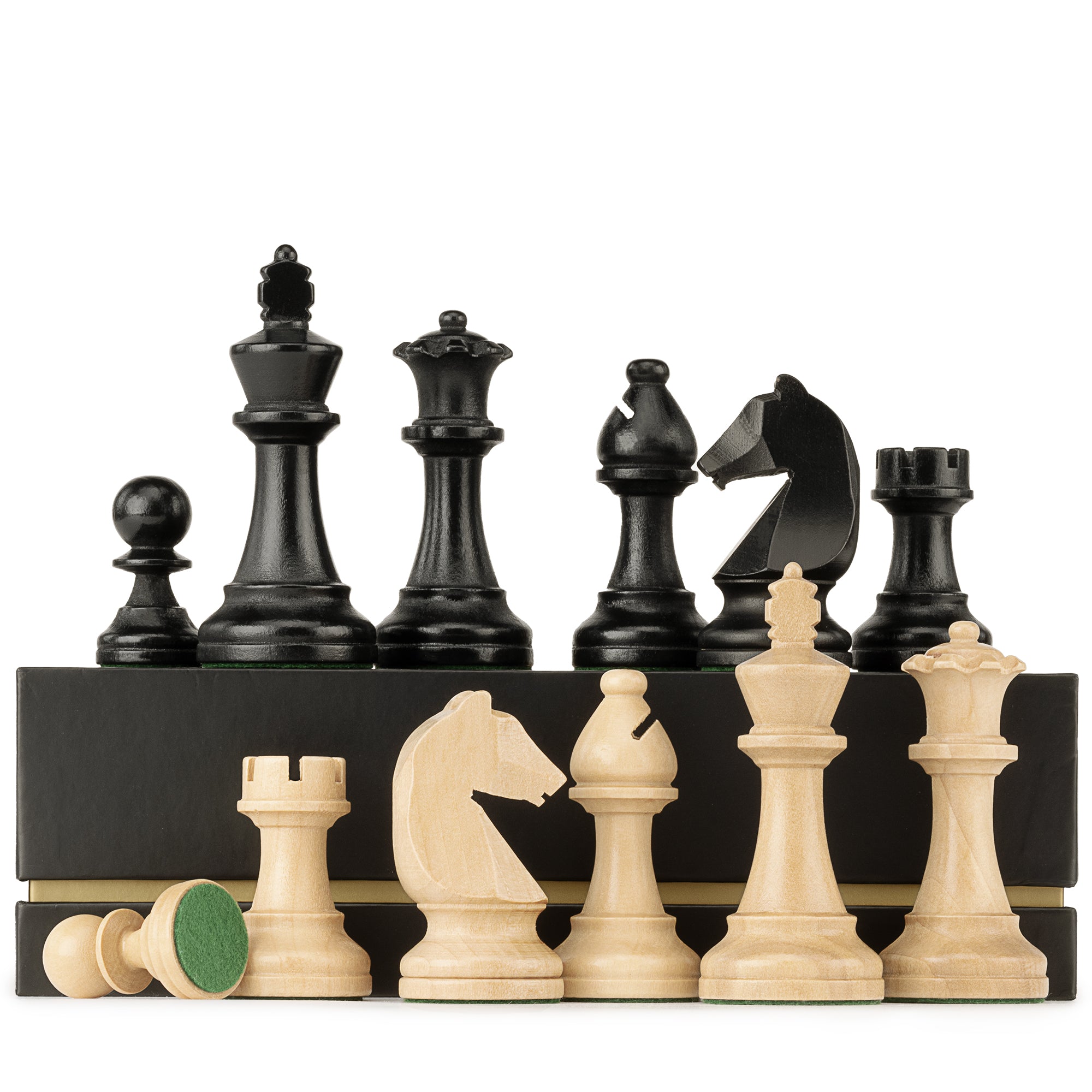 A&A Premium Triple Weighted Staunton Wooden Chess Pieces w/ 2 Extra Queen - King Height 3.75"/9.5cm / 2 Storage Bags