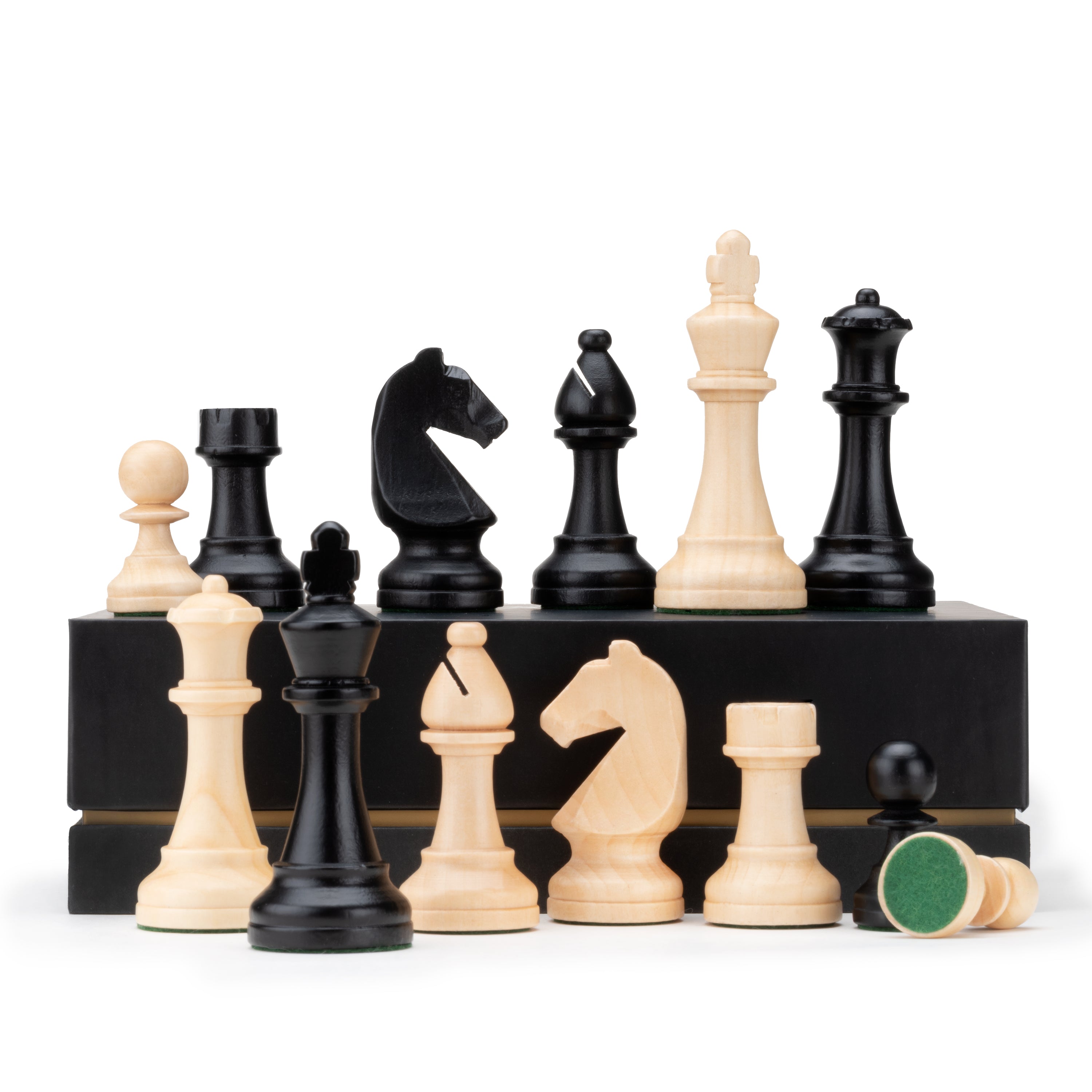 A&A Premium Triple Weighted Staunton Wooden Chess Pieces w/ 2 Extra Queen - King Height 3" / 7.6cm / 2 Storage Bags