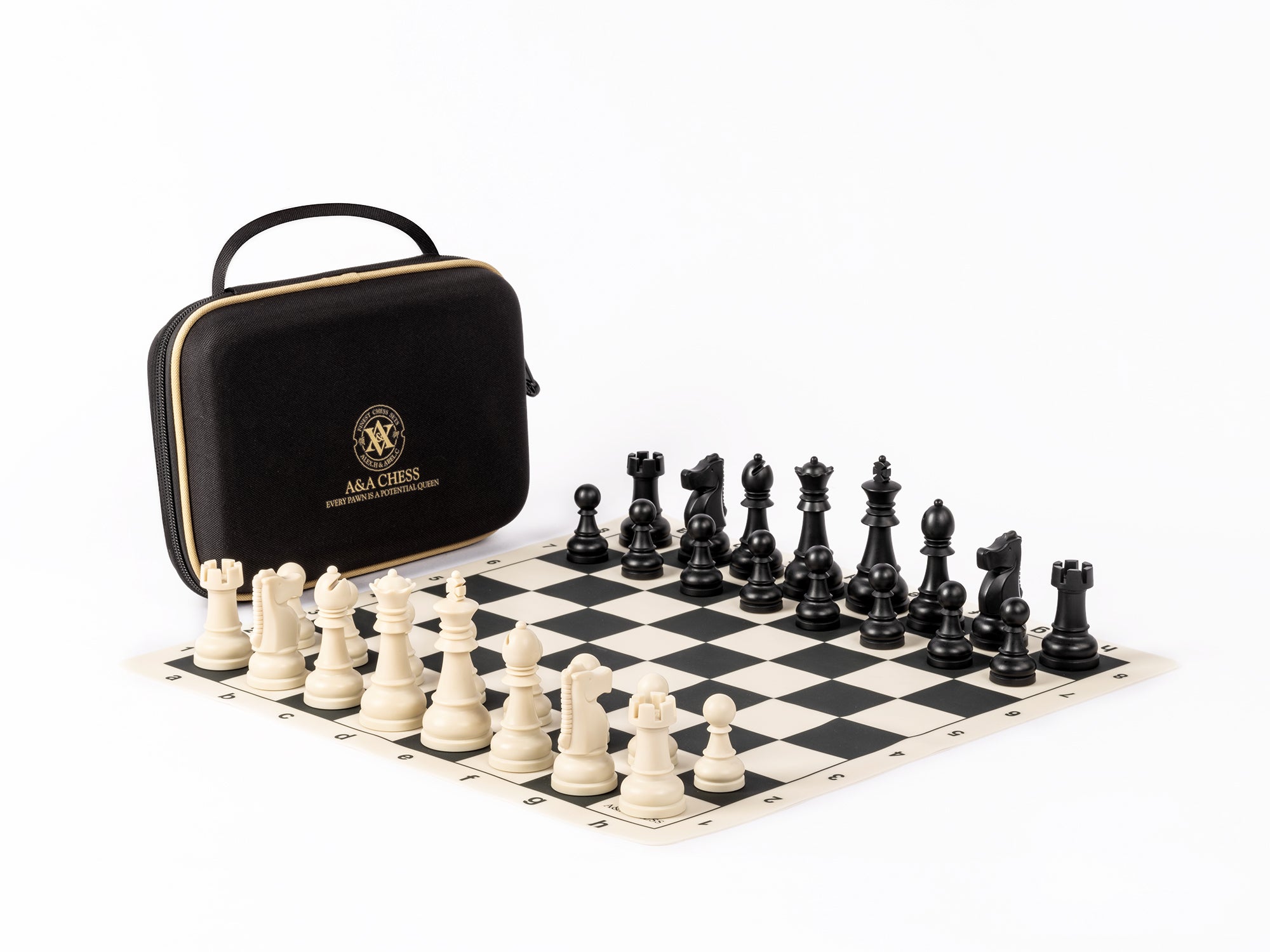 A&A 15''*15'' Silicone & Plastic Traveling Chess Set w/ Storage Bag