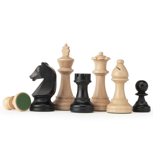 A&A Premium Triple Weighted Staunton Wooden Chess Pieces w/ 2 Extra Queen - King Height 3.75"/9.5cm / 2 Storage Bags