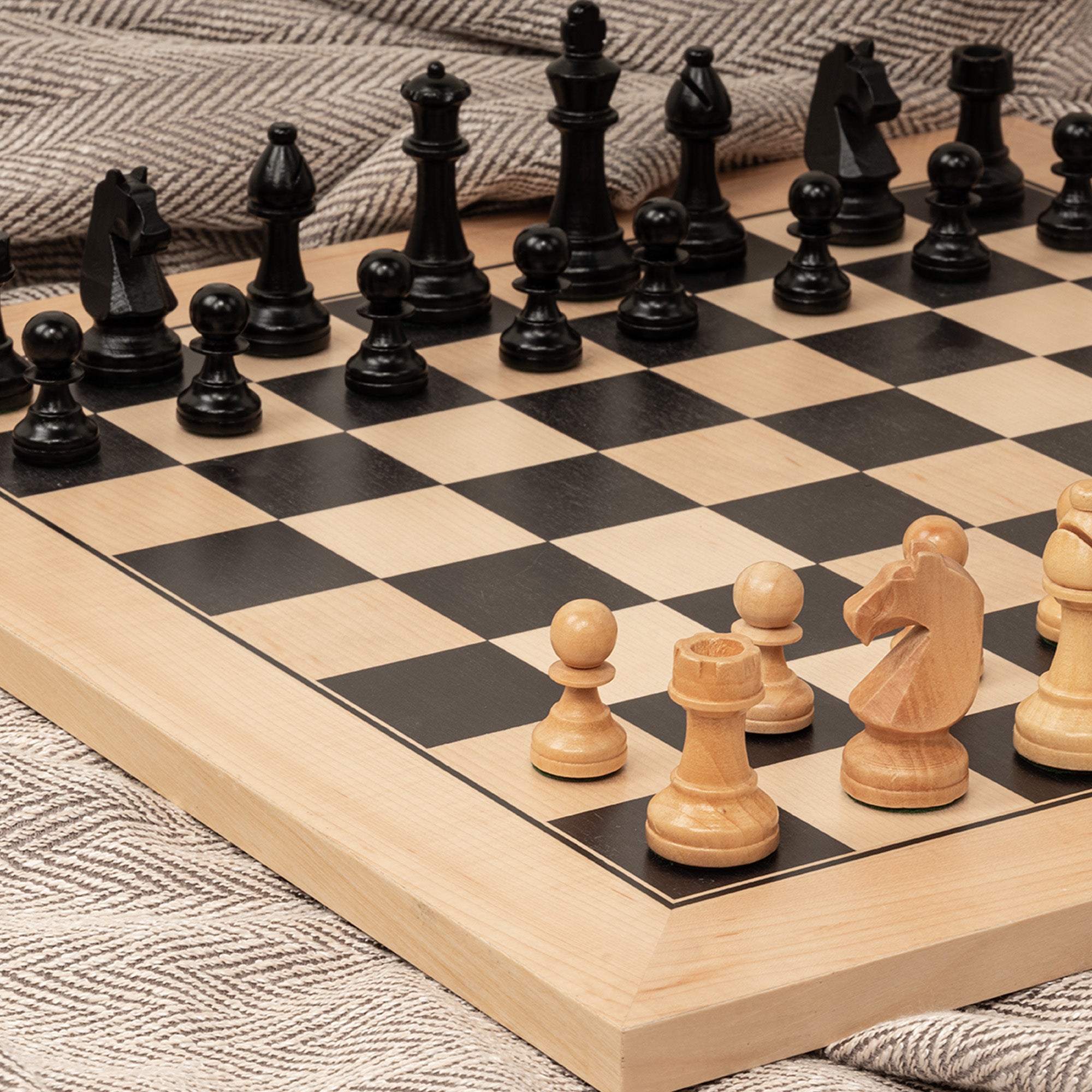 A&A  Ebony Wood & Maple Inlaid Wooden Chess Boards