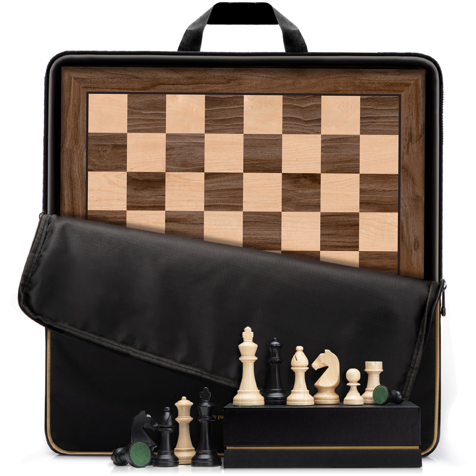 A&A 21.25" Professional Wooden Tournament Chess Board/Walnut & Maple Inlaid / 2.0" Squares w/o Notation