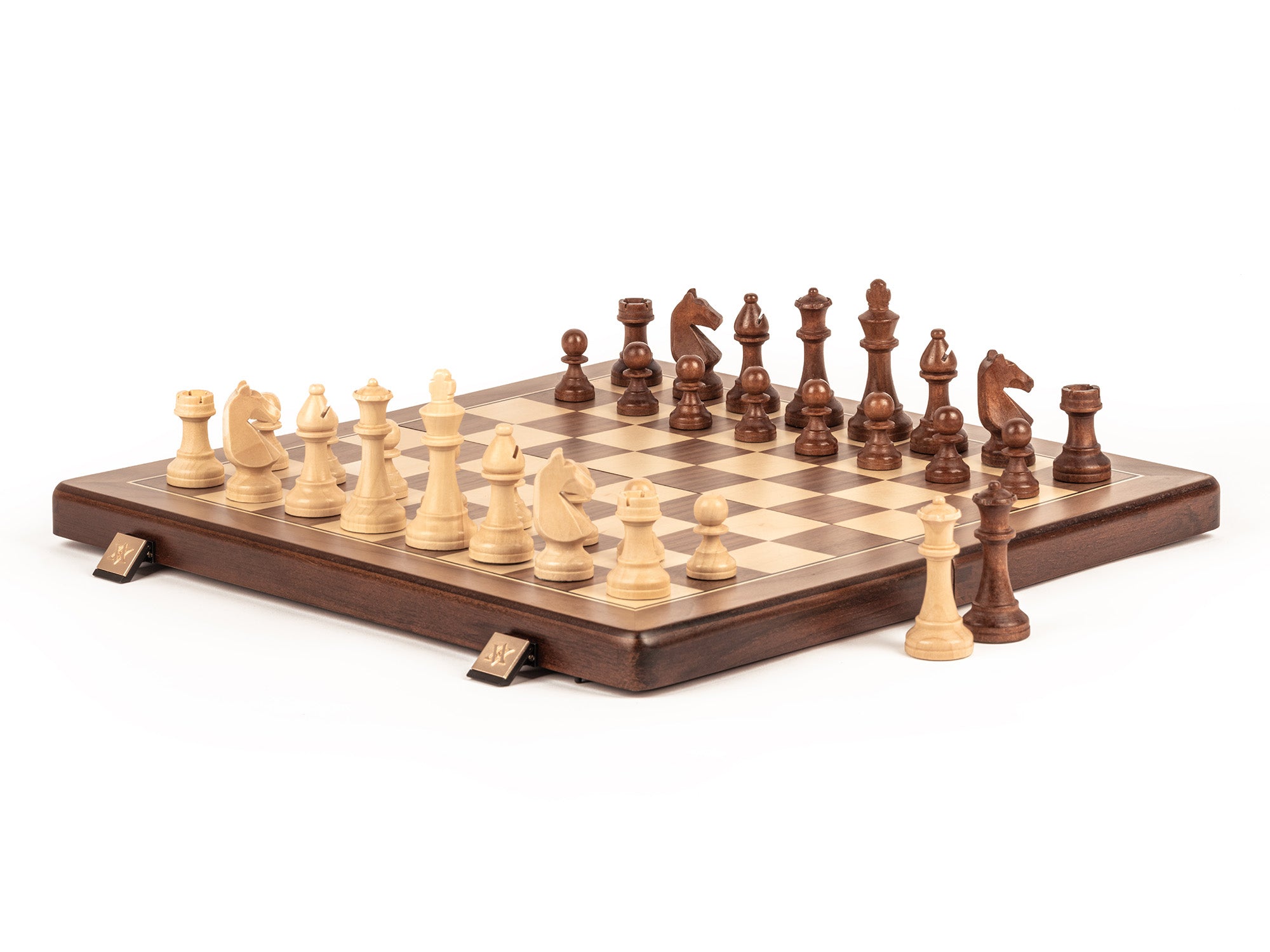 A&A 15" Magnetic Wooden Walnut Finish Folding Chess Sets
