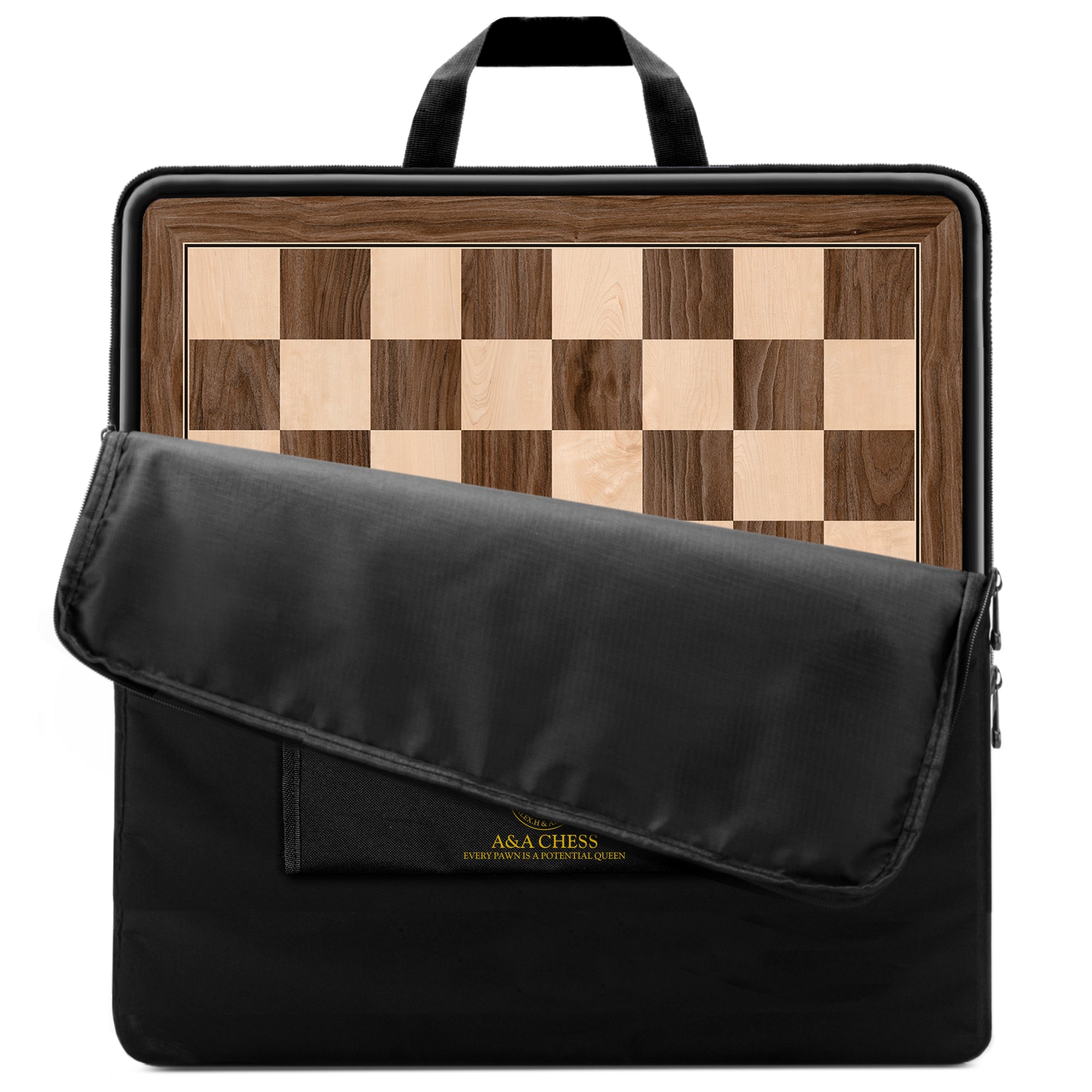 A&A 21.25" Professional Wooden Tournament Chess Board/Walnut & Maple Inlaid / 2.25" Squares w/o Notation