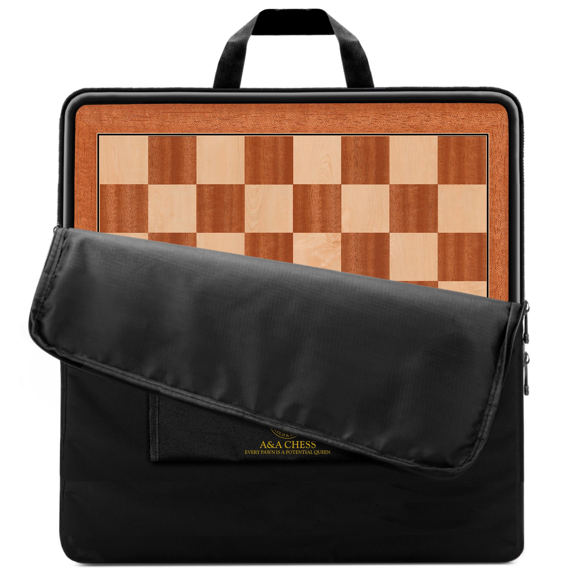 A&A 21.25" Professional Wooden Tournament Chess Board/Mahogany & Maple Inlaid / 2.25" Squares w/o Notation