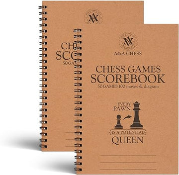 A&A Eye-Protection Chess Scorebook/Matches, Tournaments Score Pad / 50 Games / 100 Moves / 2 Pack