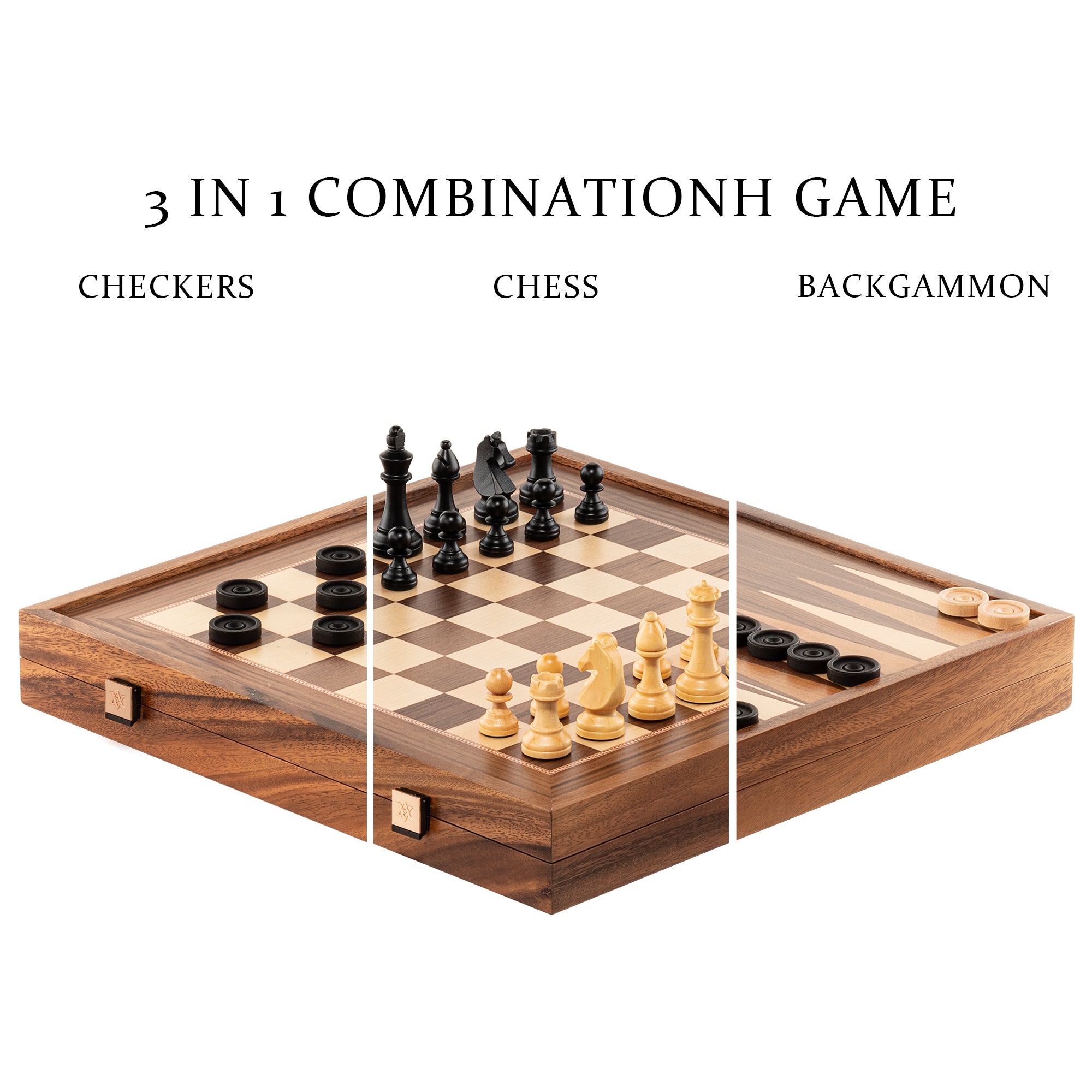 A&A 16'' Premium Wooden 3-in-1 Combination Game Set