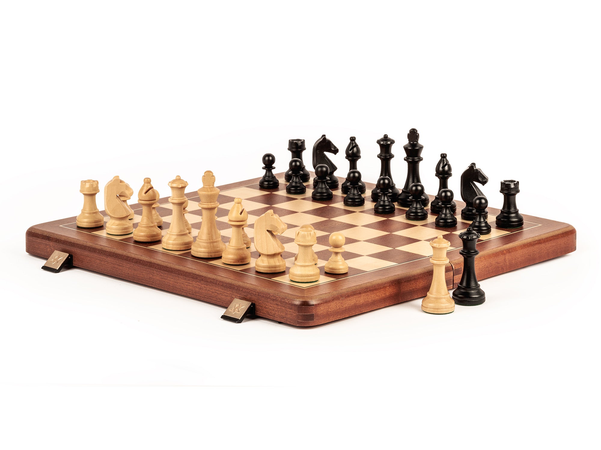 A&A 15'' Premium Mahogany Wood Folding Chess Set