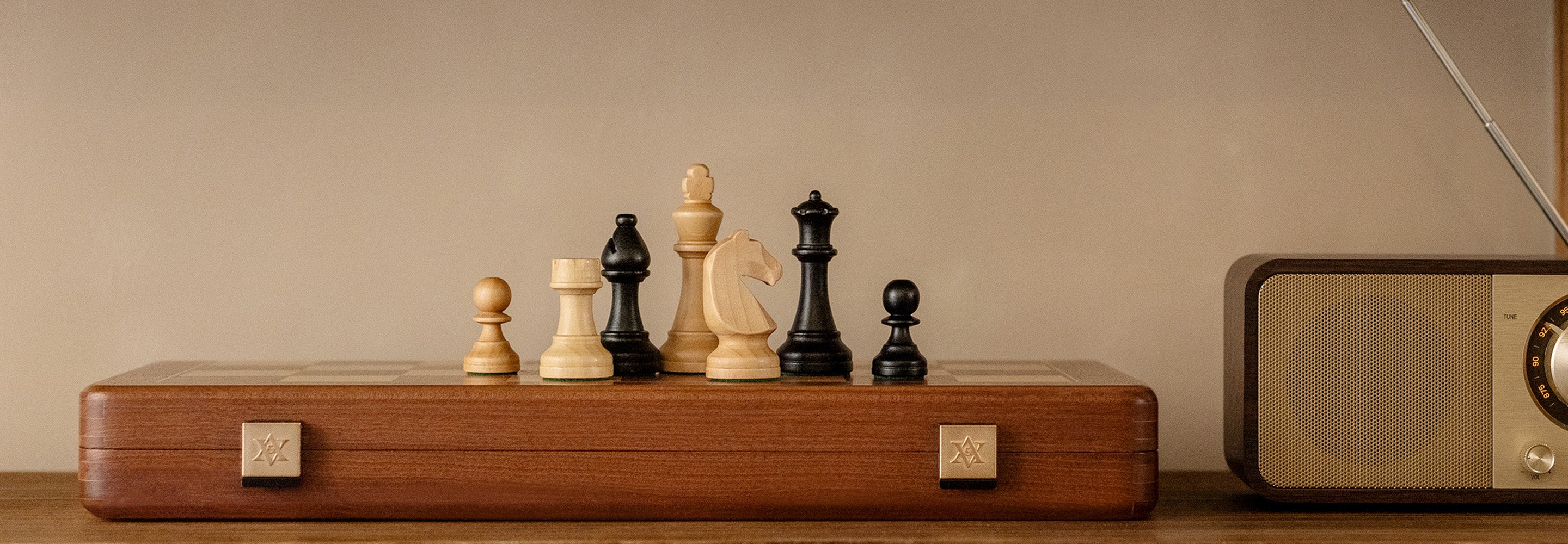 Walnut Wood Folding Chess Set