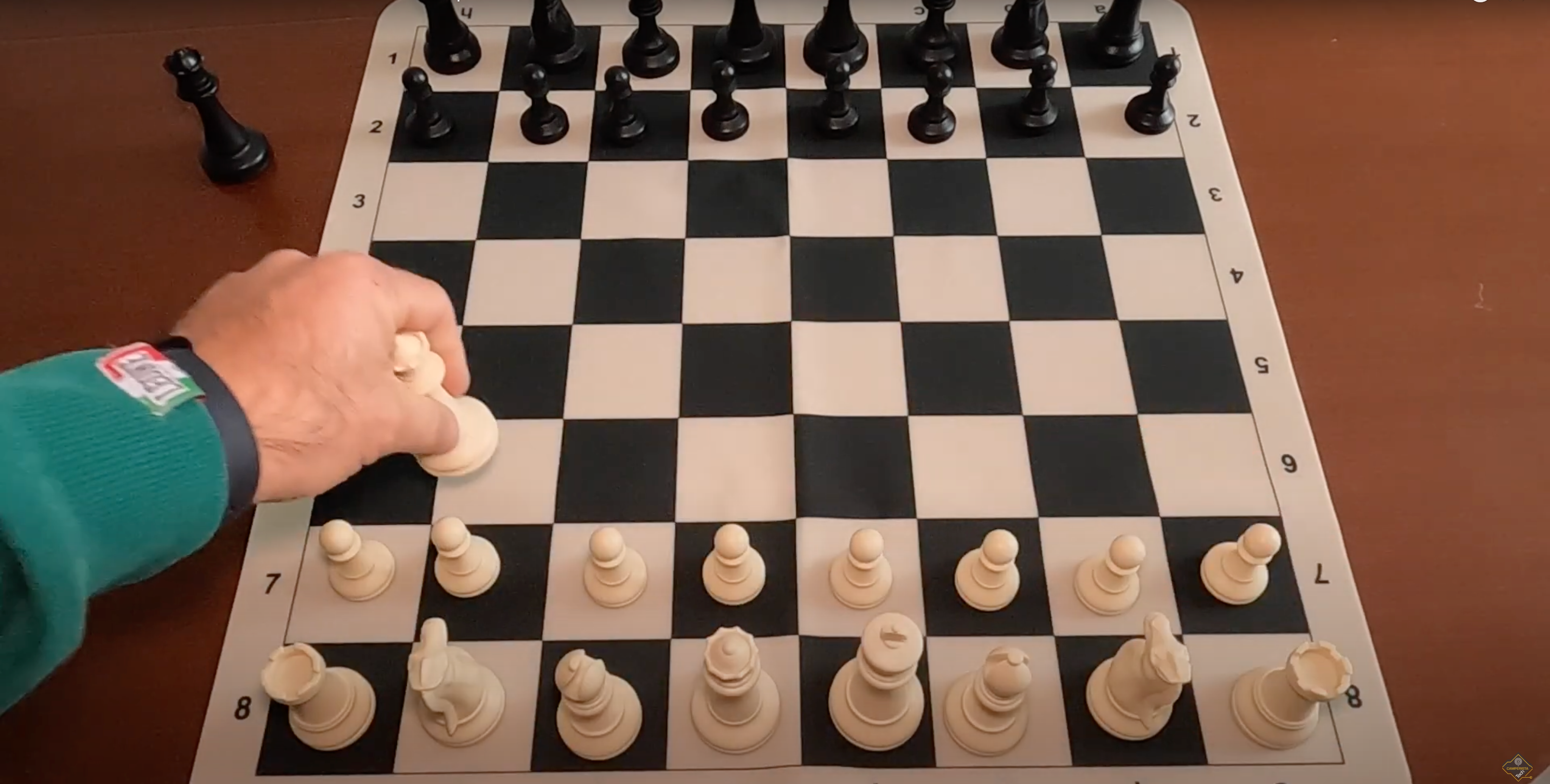 A person recommending a chess set.