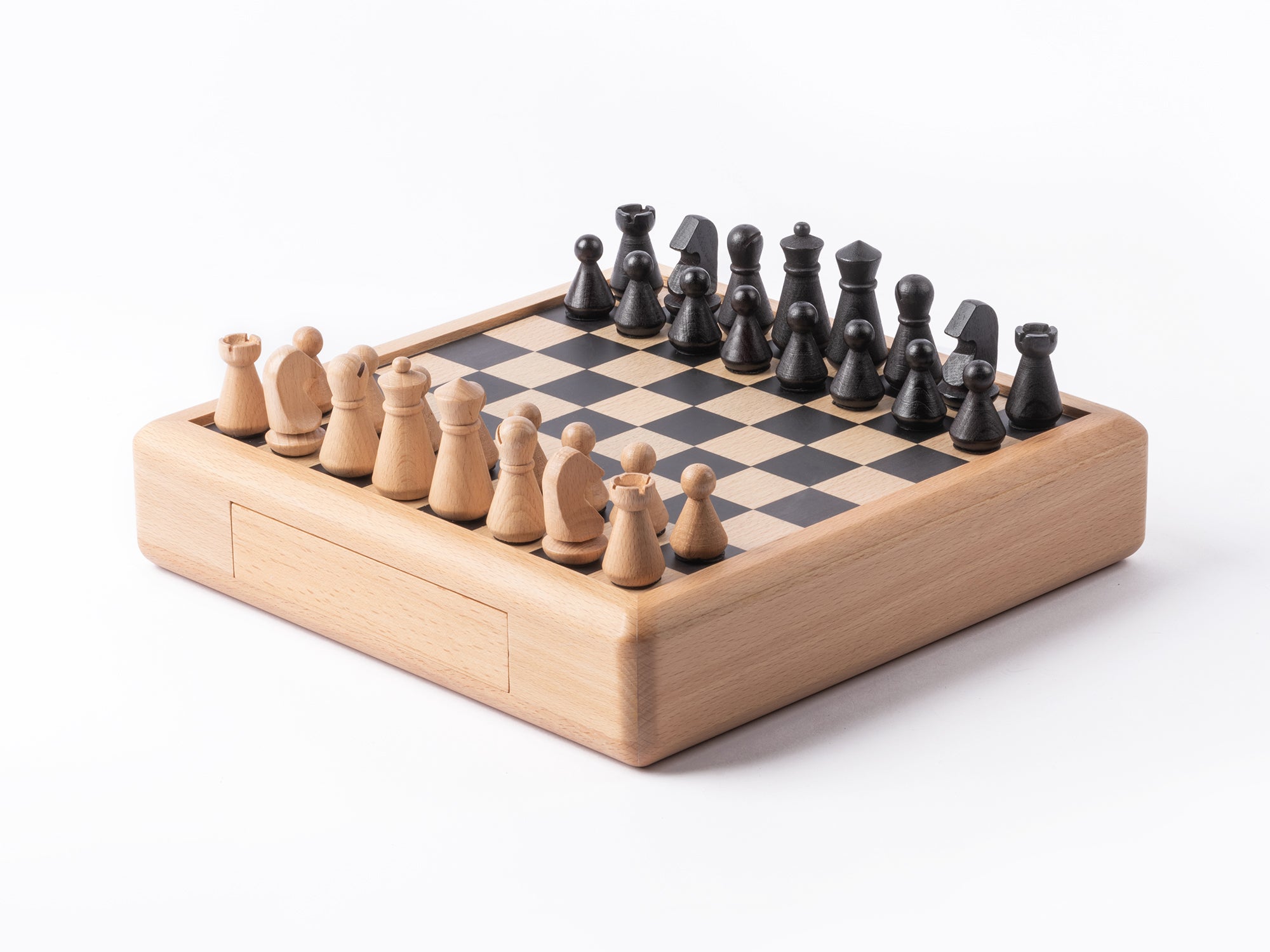 premium beech wood chess set with drawer