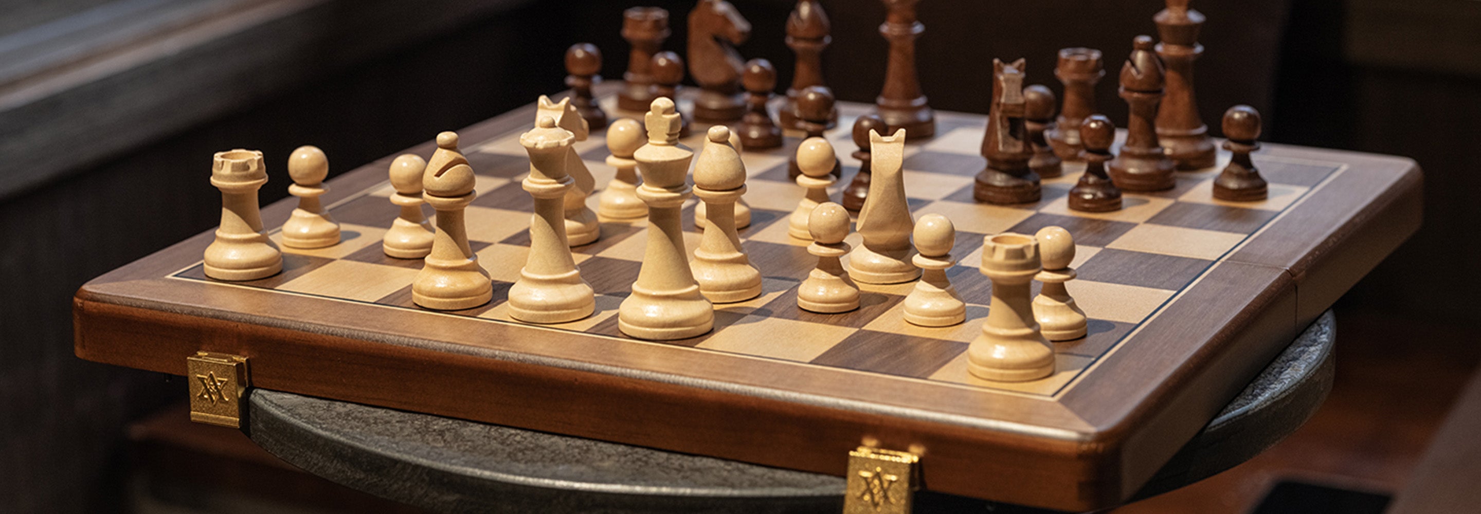 natural wood folding chess