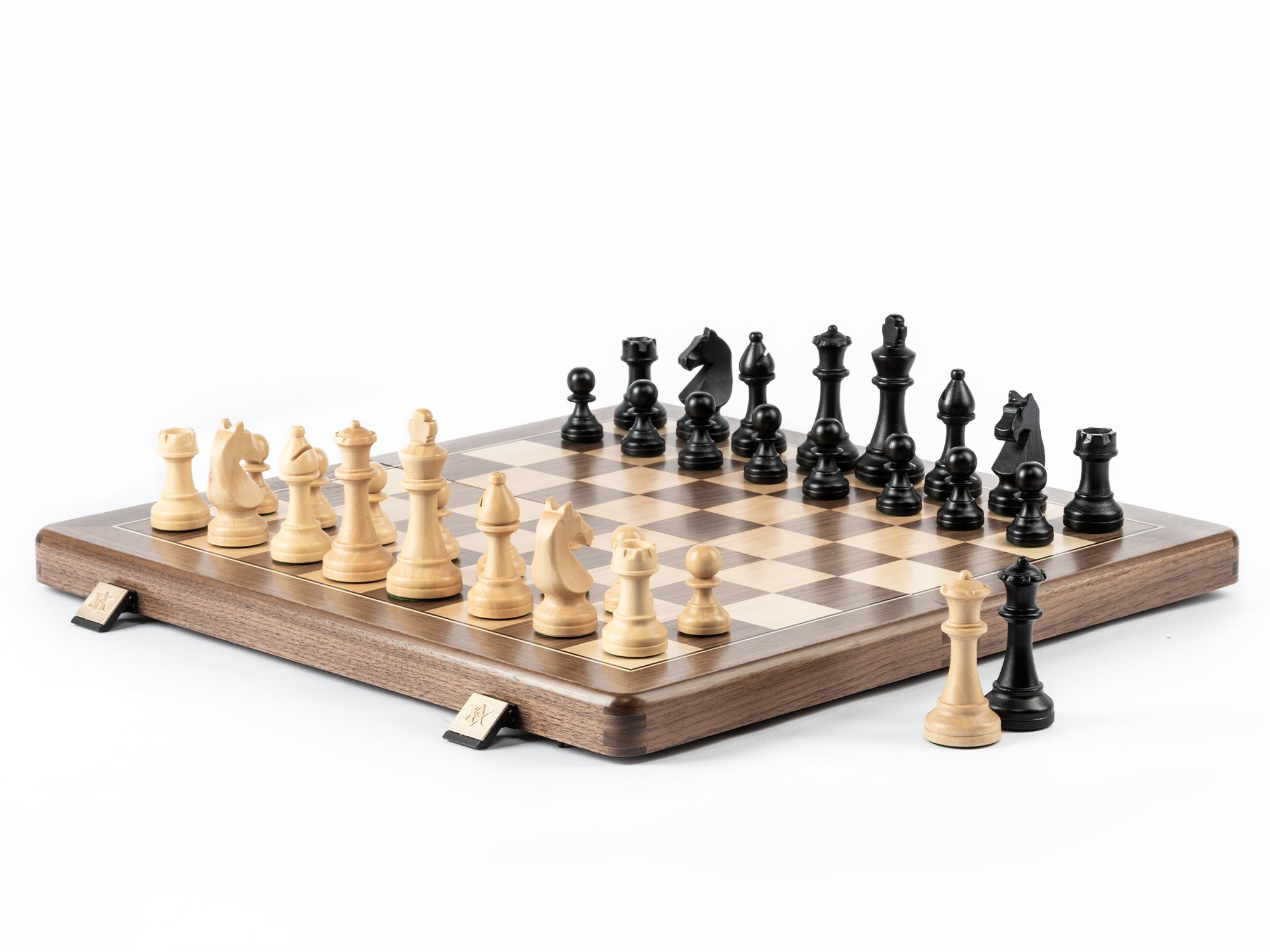 A&A 15'' Premium Walnut Wood Folding Chess Set