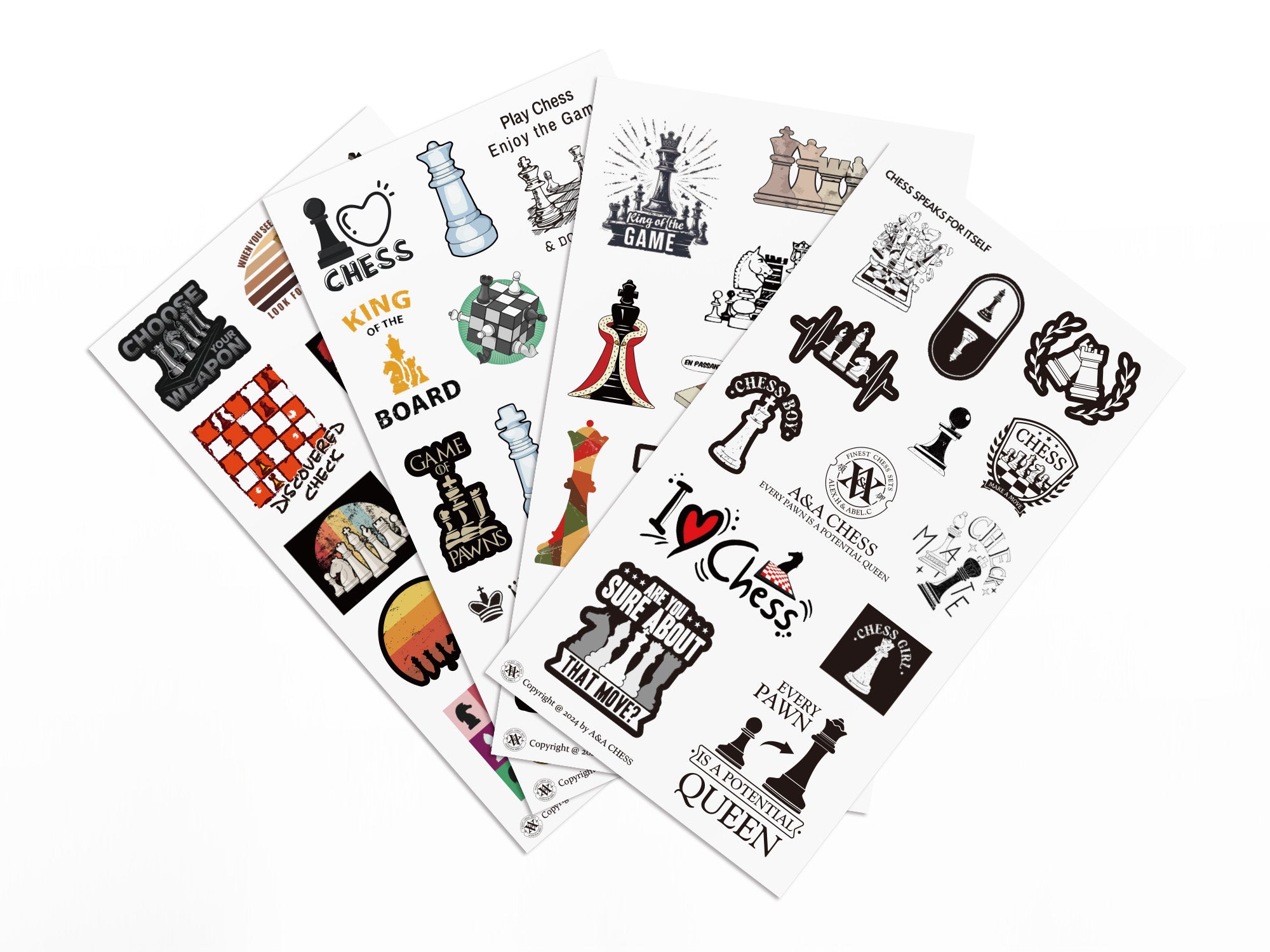 Chess-themed accessory stickers from AACHESS