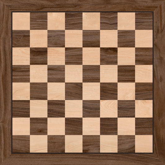 21.25" Professional Wooden Tournament Chess Board/Walnut & Maple Inlaid / 2.0" Squares w/o Notation