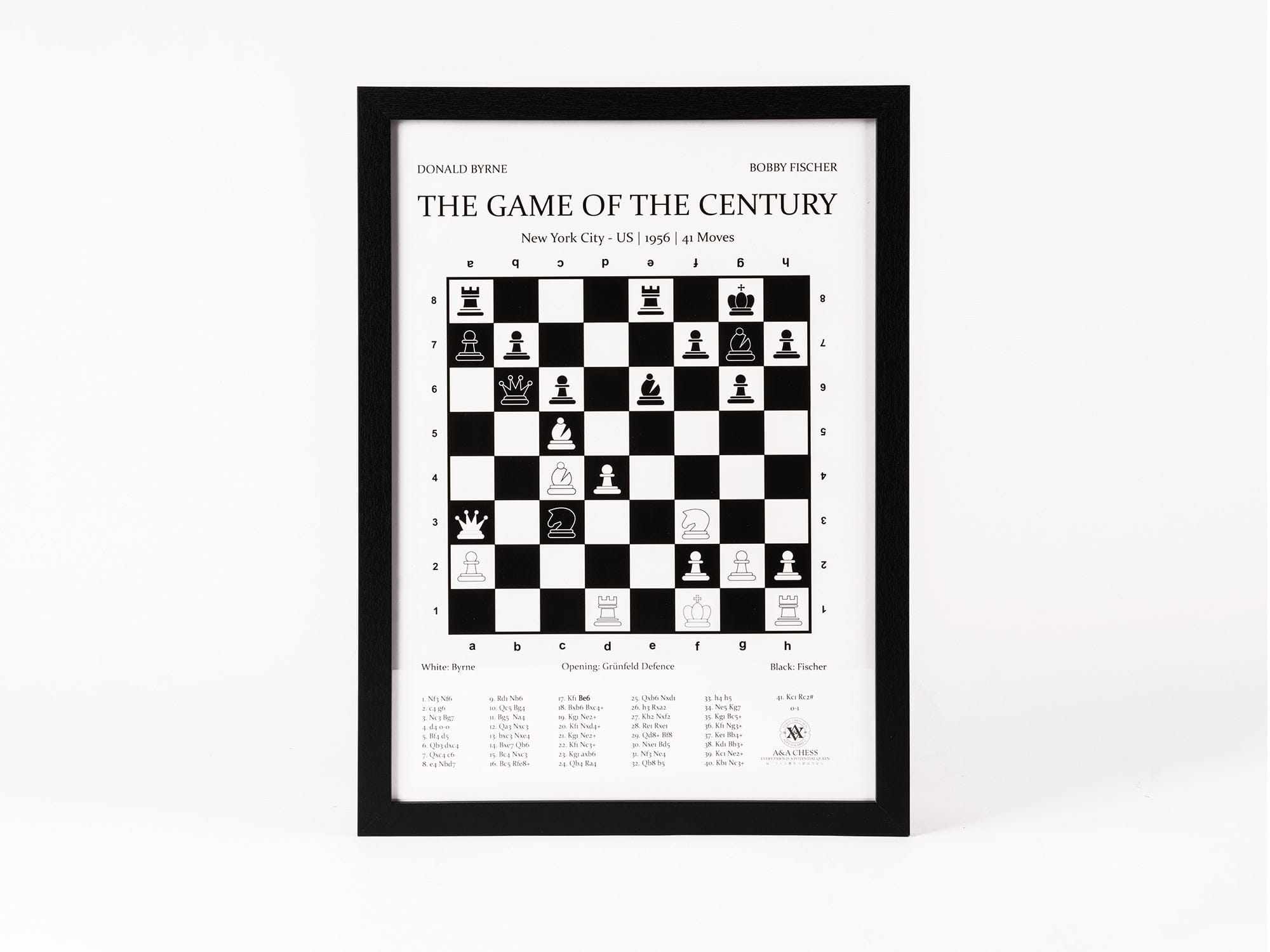 A&A CHESS CHESS ACCESSORIES Black A&A 13"x18" Chess-Themed Poster Frame