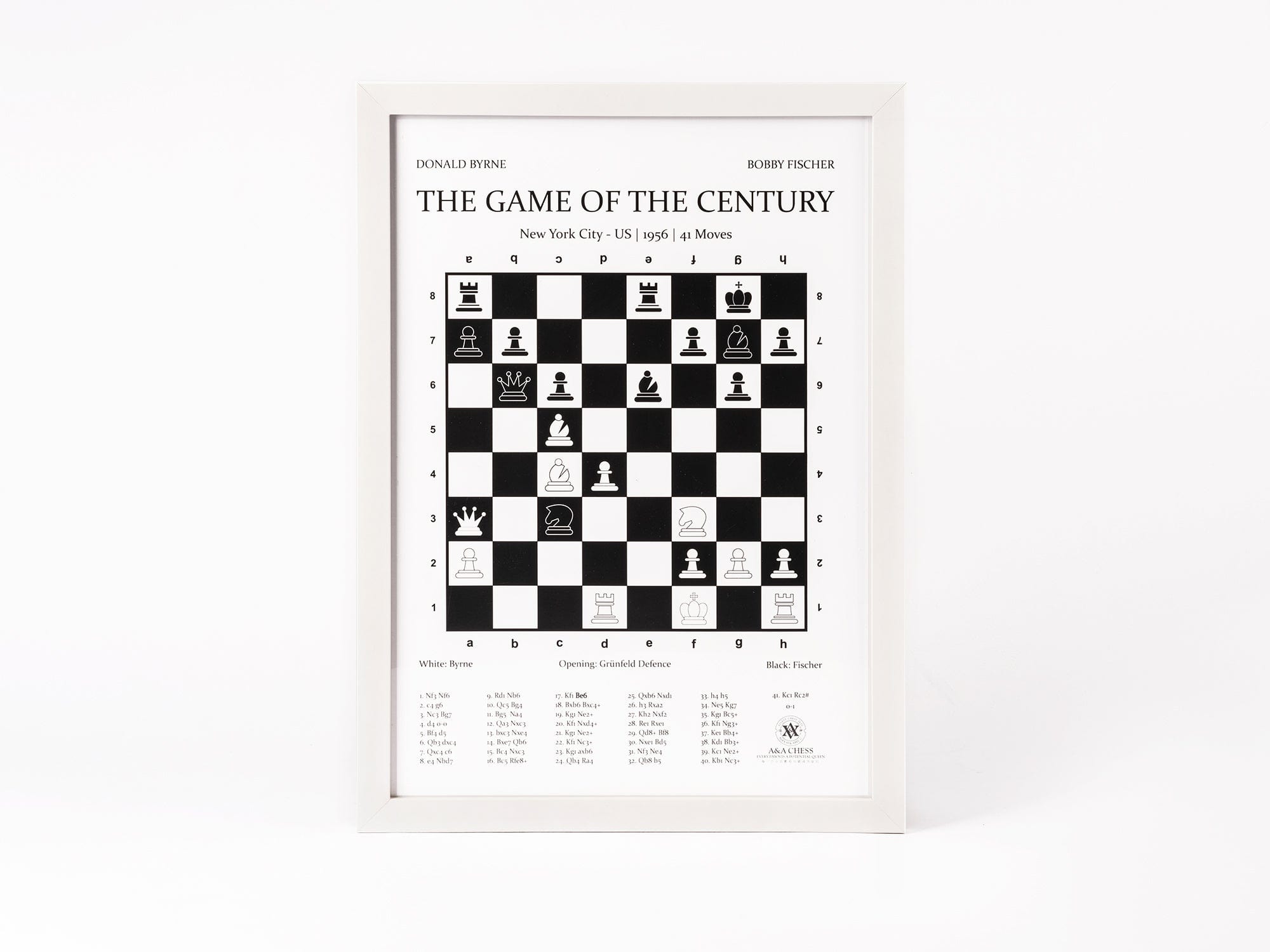 A&A CHESS CHESS ACCESSORIES White A&A 13"x18" Chess-Themed Poster Frame