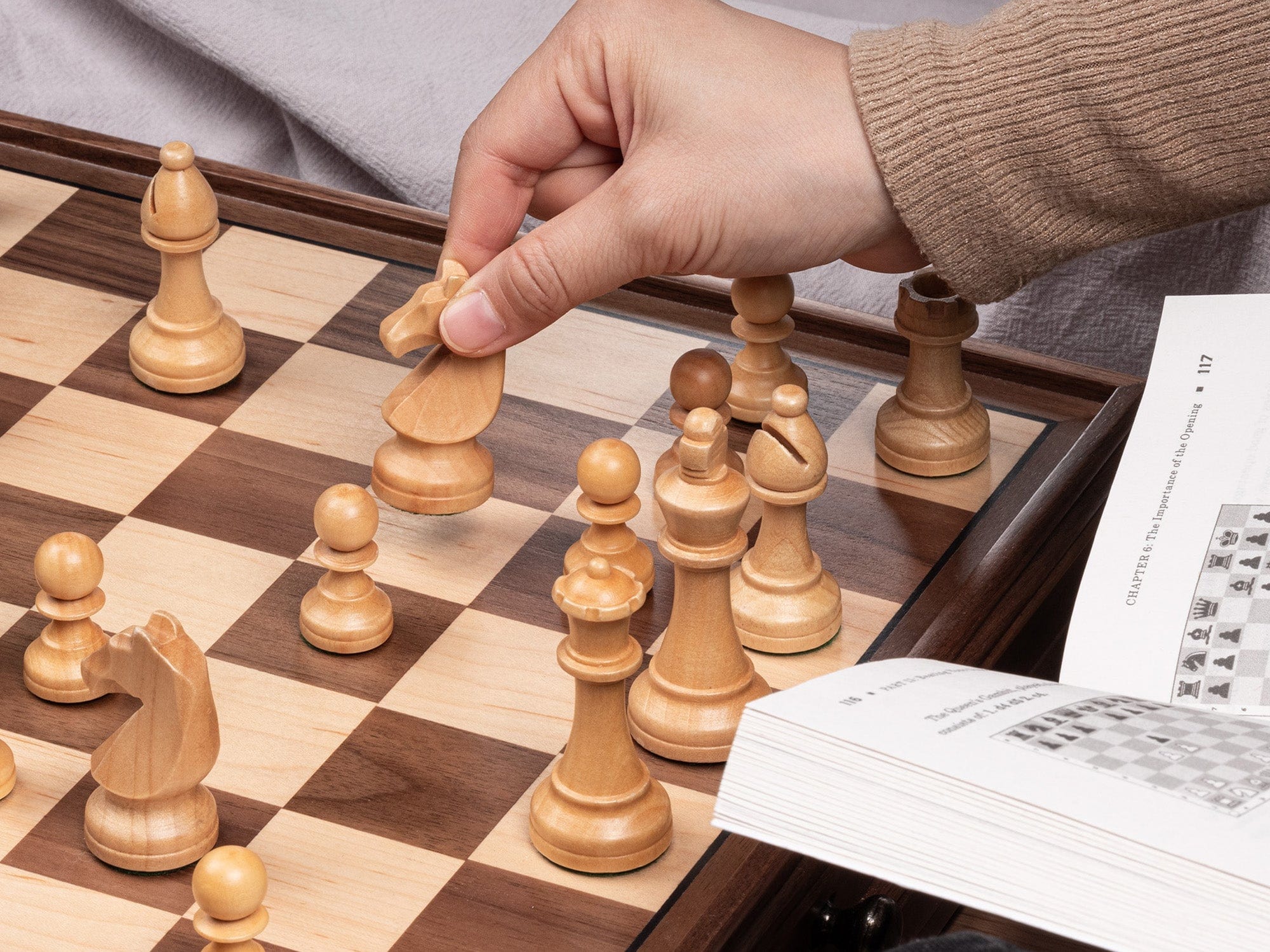 A&A CHESS CHESS BOX A&A 15'' Premium Walnut Wood Chess and Checkers Set w/Drawer