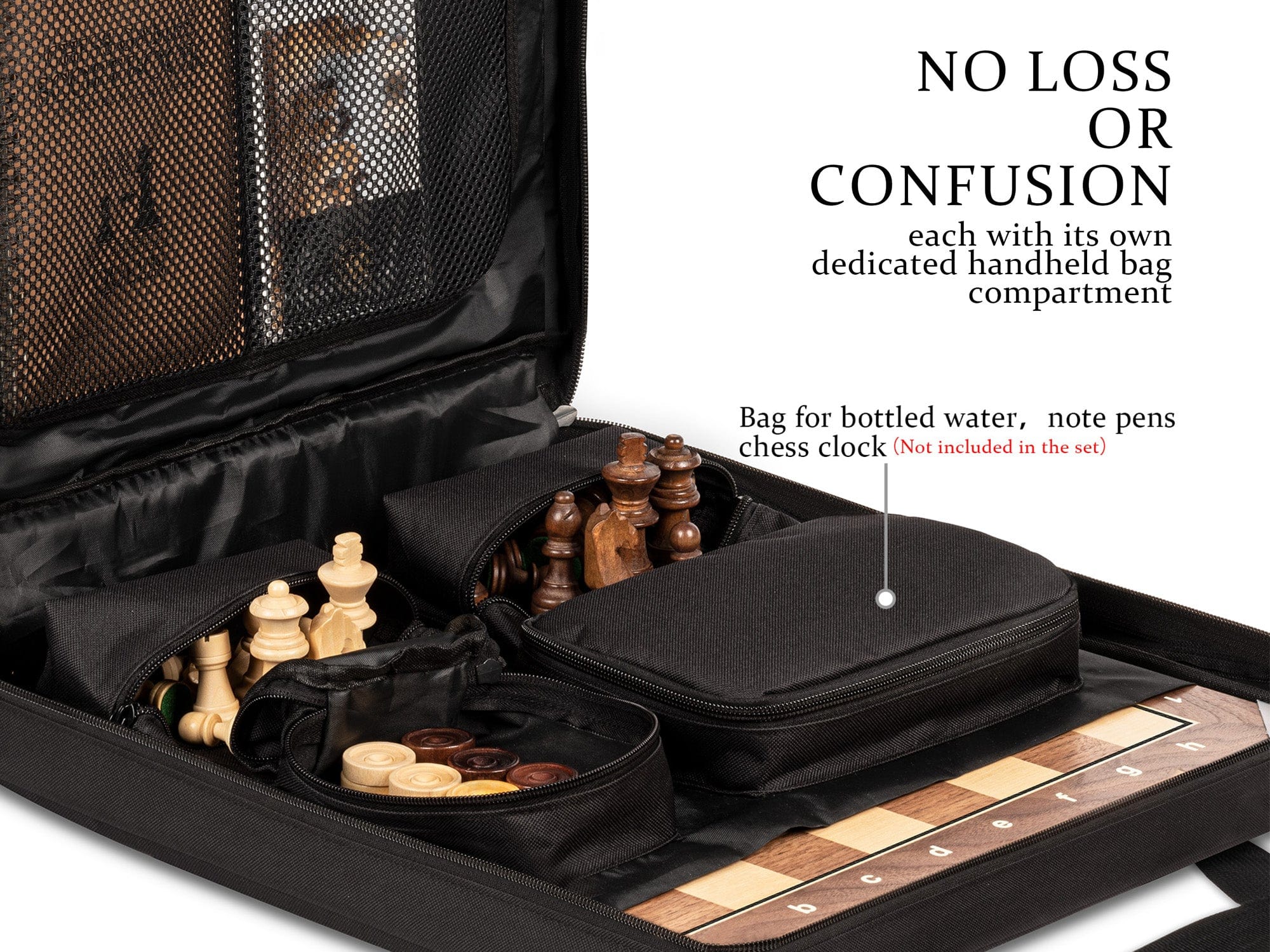 A&A CHESS CHESS SET A&A 15.5'' Wooden Traveling Chess and Checkers Set w/ Carrying Bag